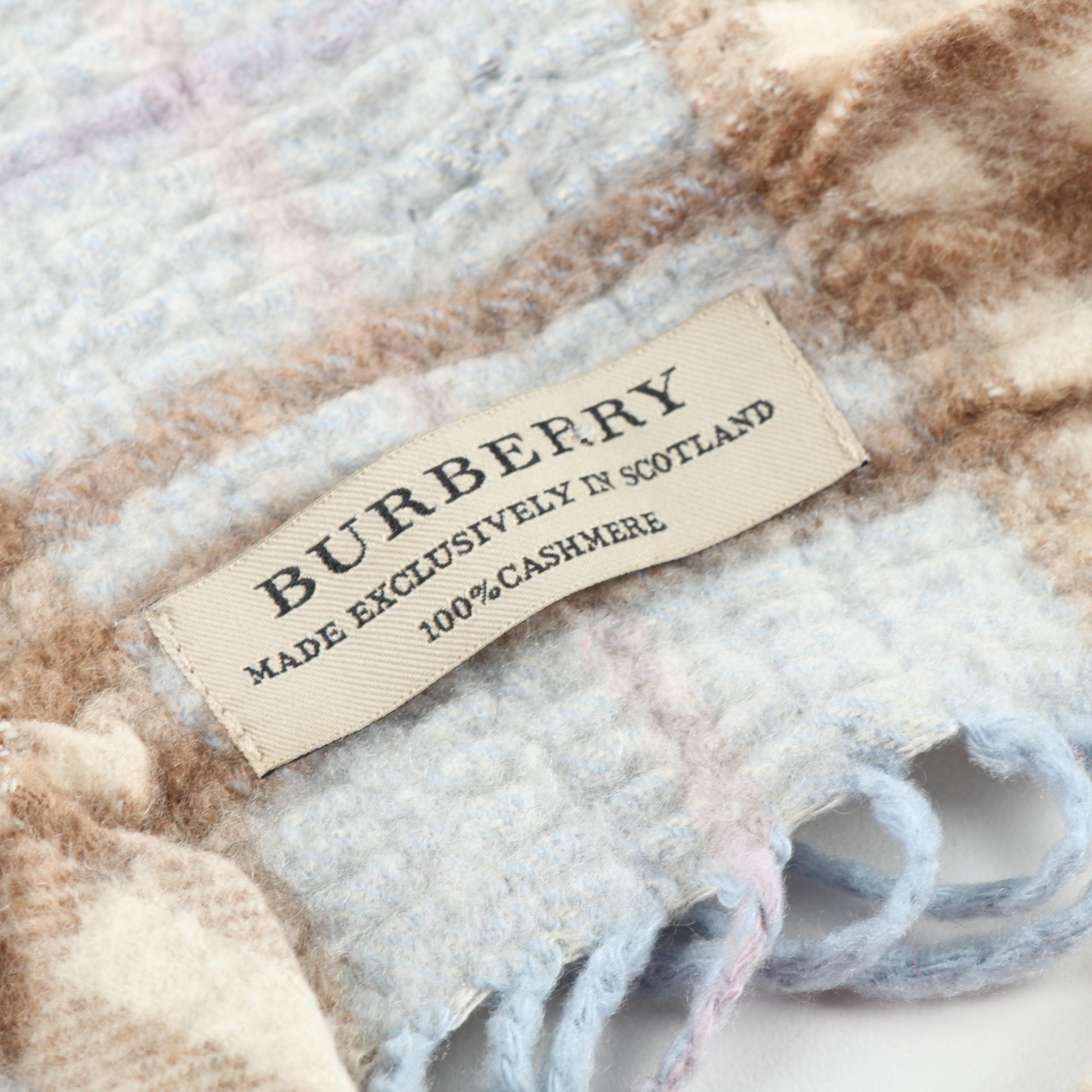Burberry Plaid Cashmere Ruched Scarf