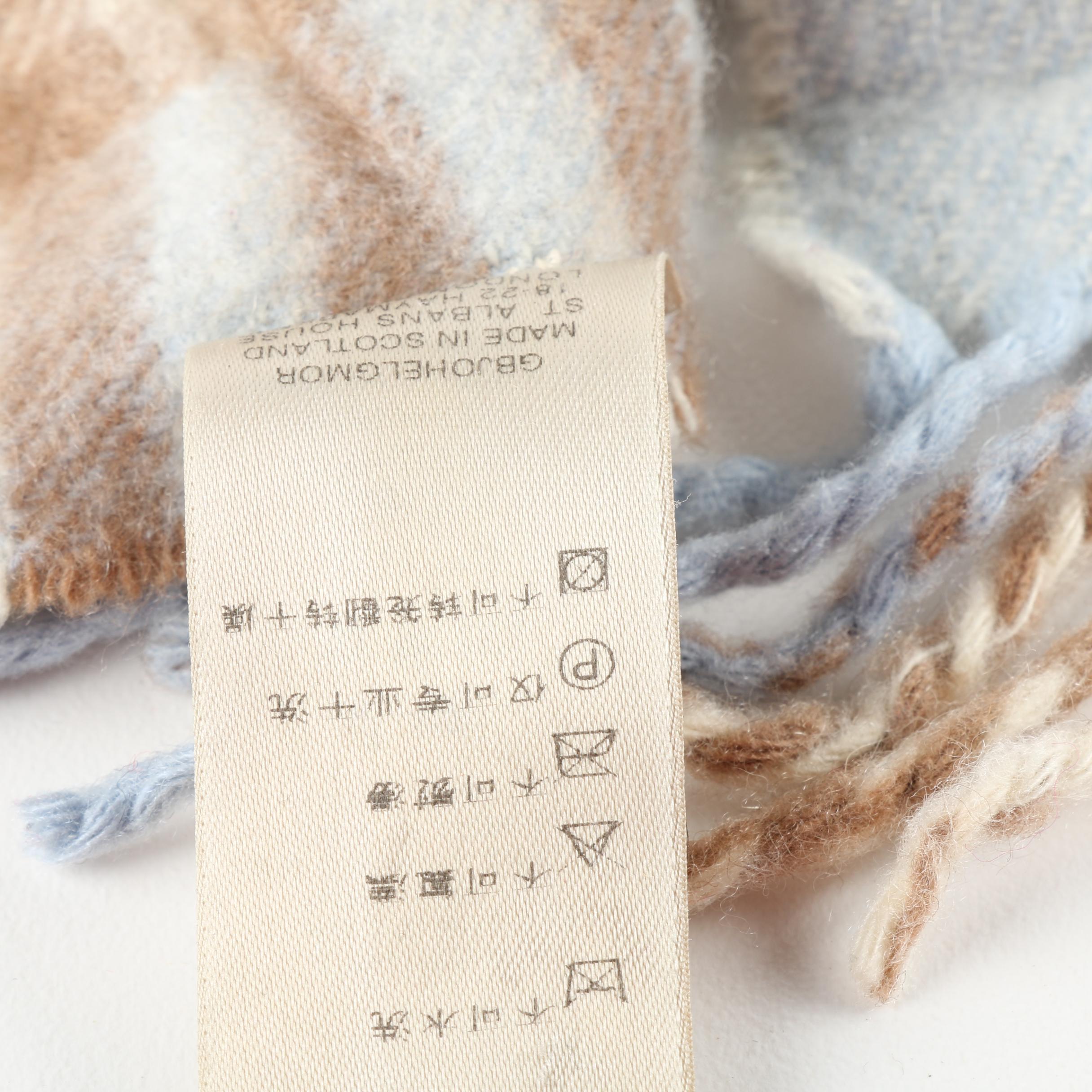 Burberry Plaid Cashmere Ruched Scarf