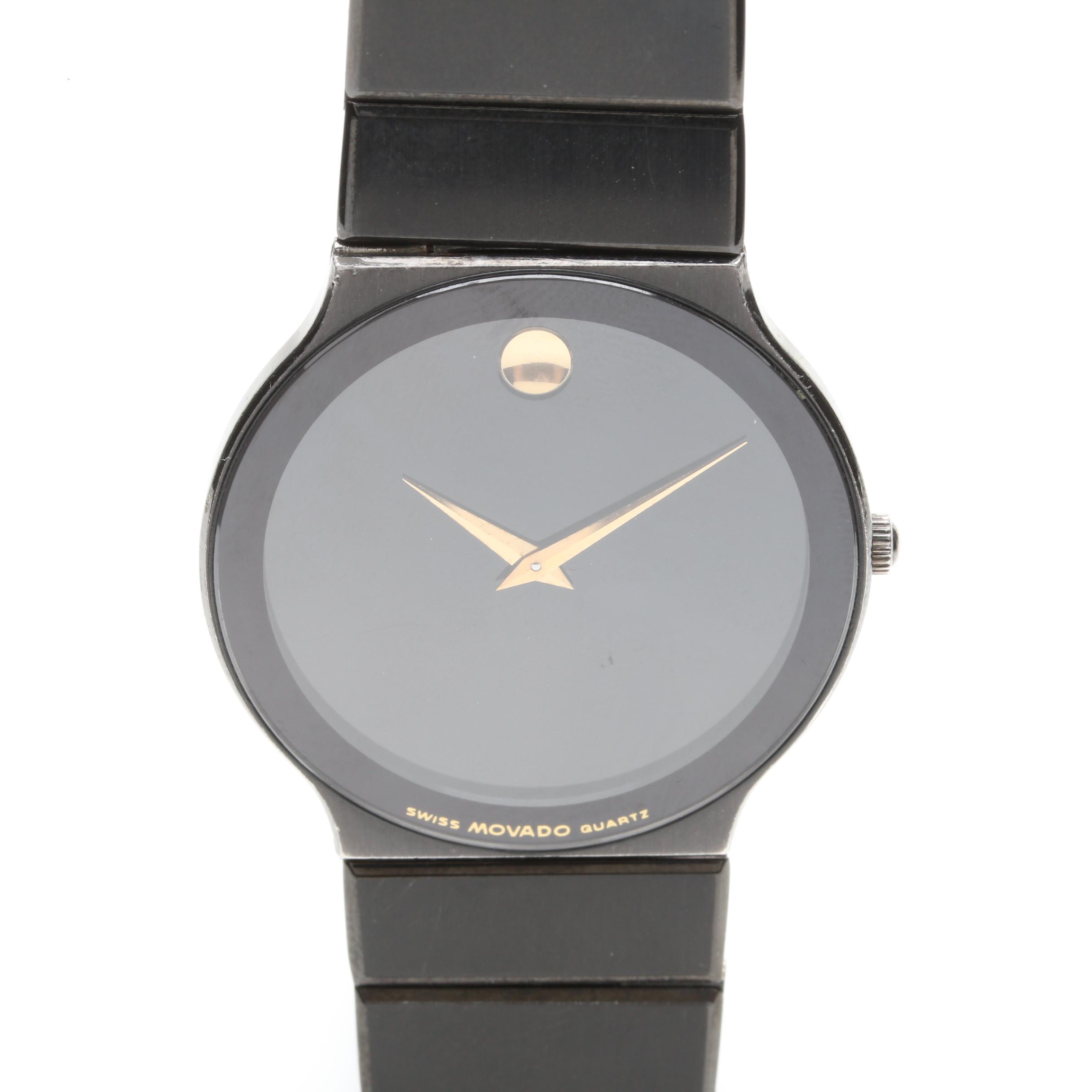 Movado Black Stainless Steel Museum Watch