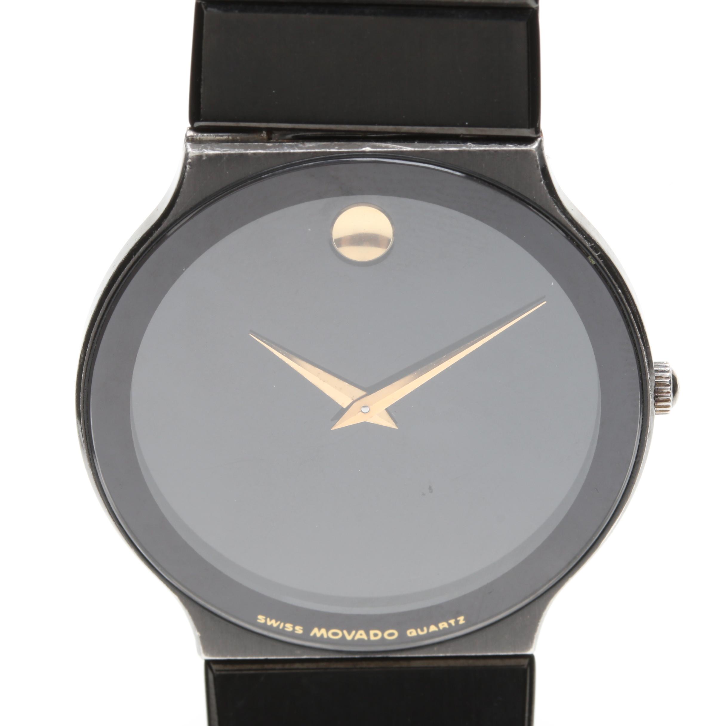Movado Black Stainless Steel Museum Watch