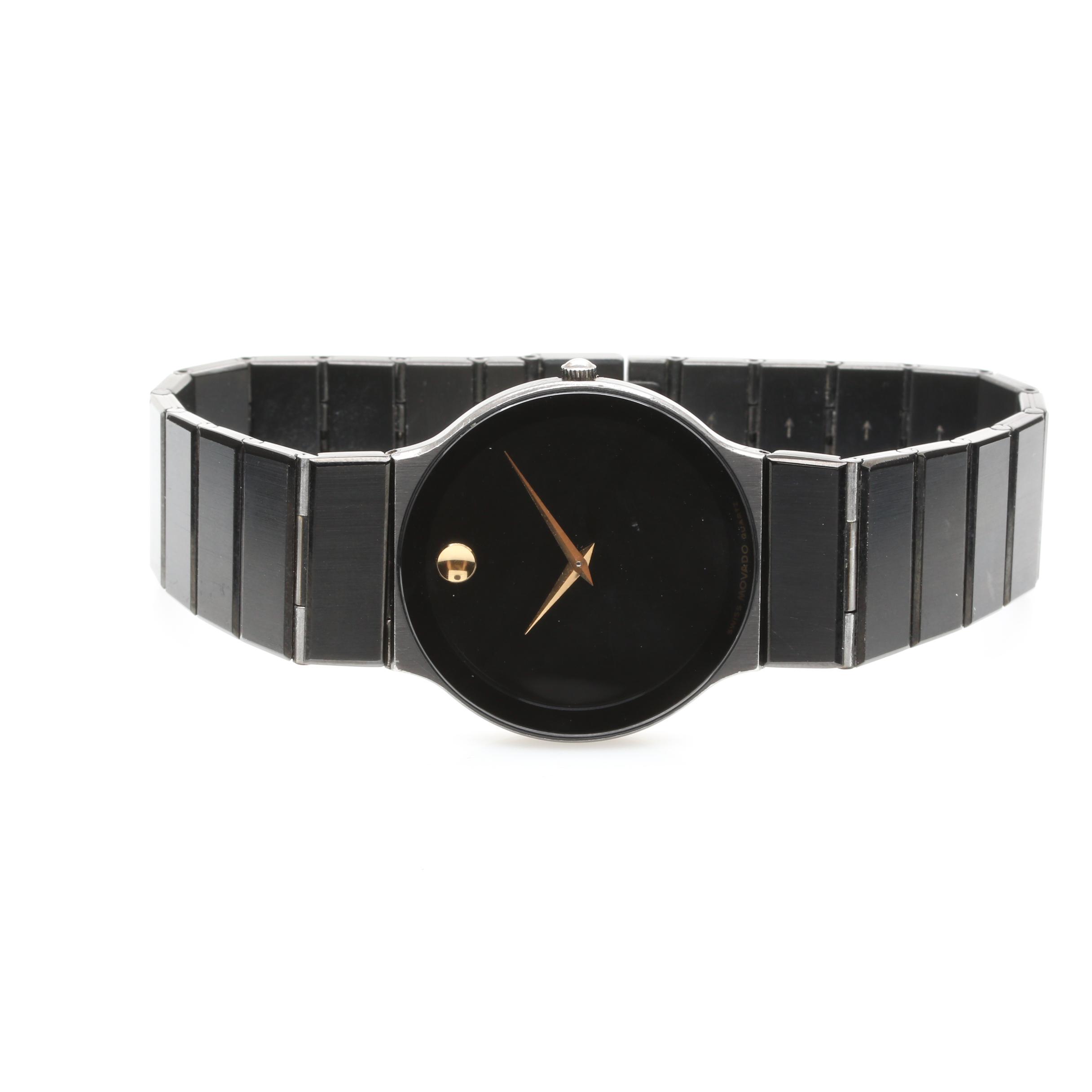 Movado Black Stainless Steel Museum Watch