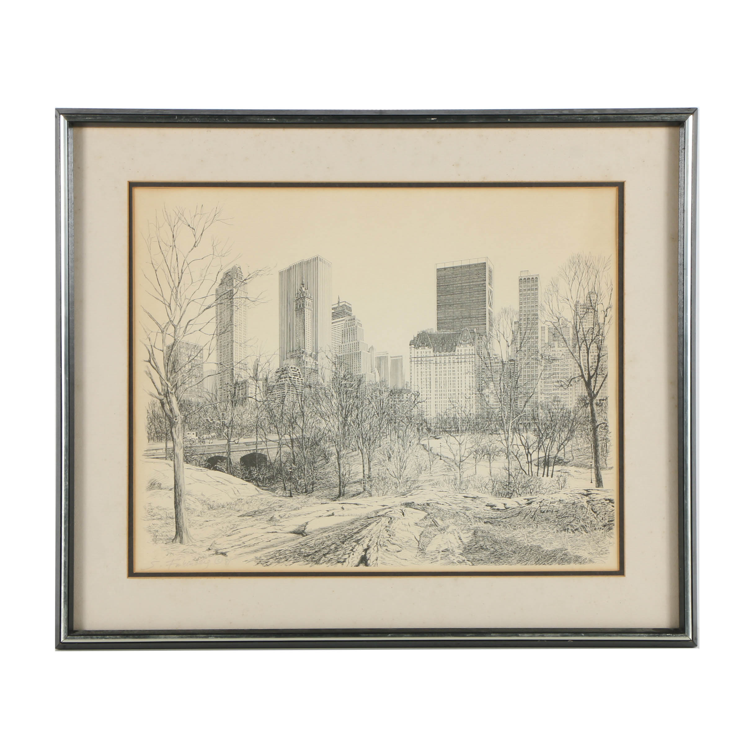 S. Finkenberg Lithograph of Central Park