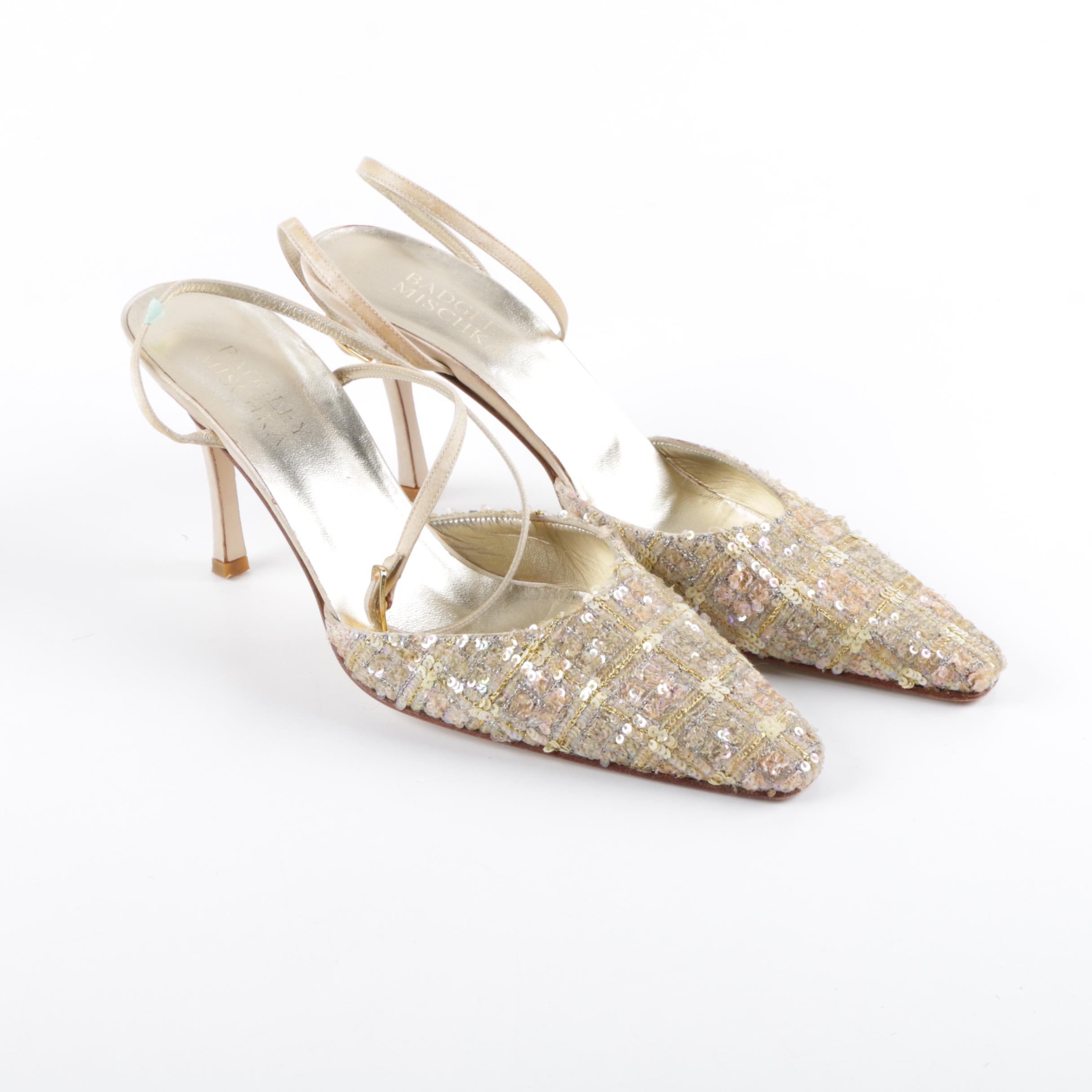 Badgley Mischka Iridescent Sequin Mules
