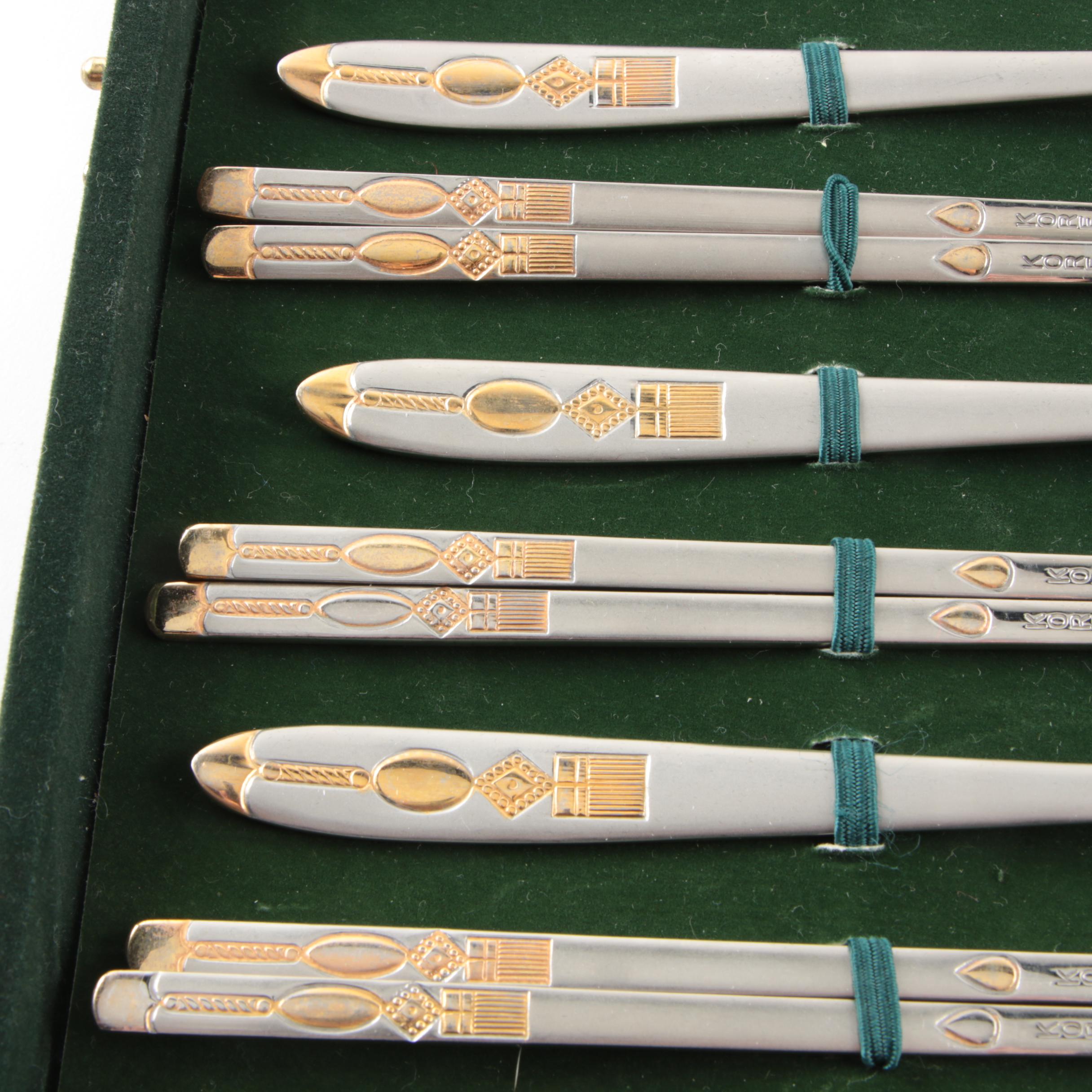 Korean Chopsticks and Spoons Set with Porcelain Rests