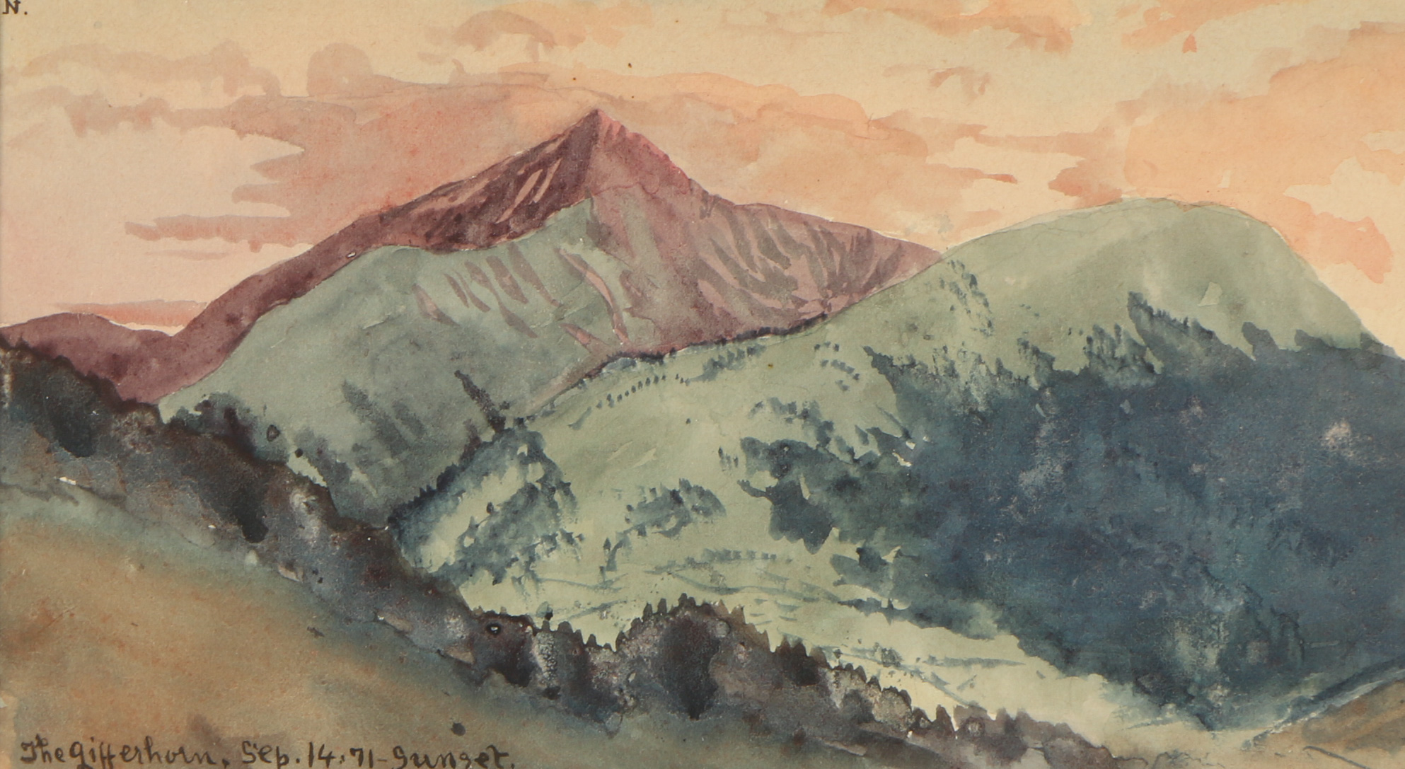 Charles DeWolf Brownell Watercolor Painting "The Gifferhorn"