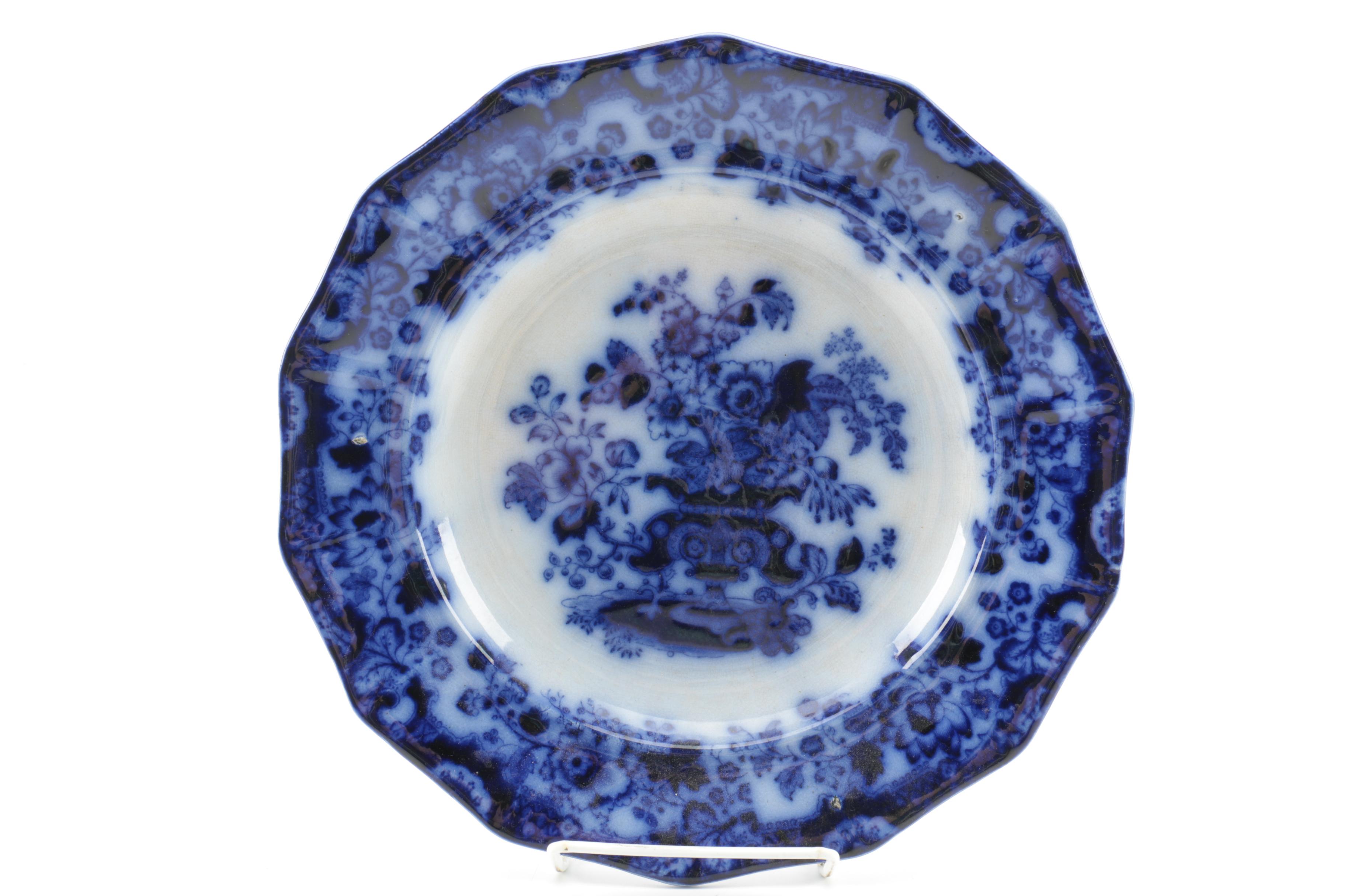 Antique E. Walley "India Stone"  Flow Blue Dishes