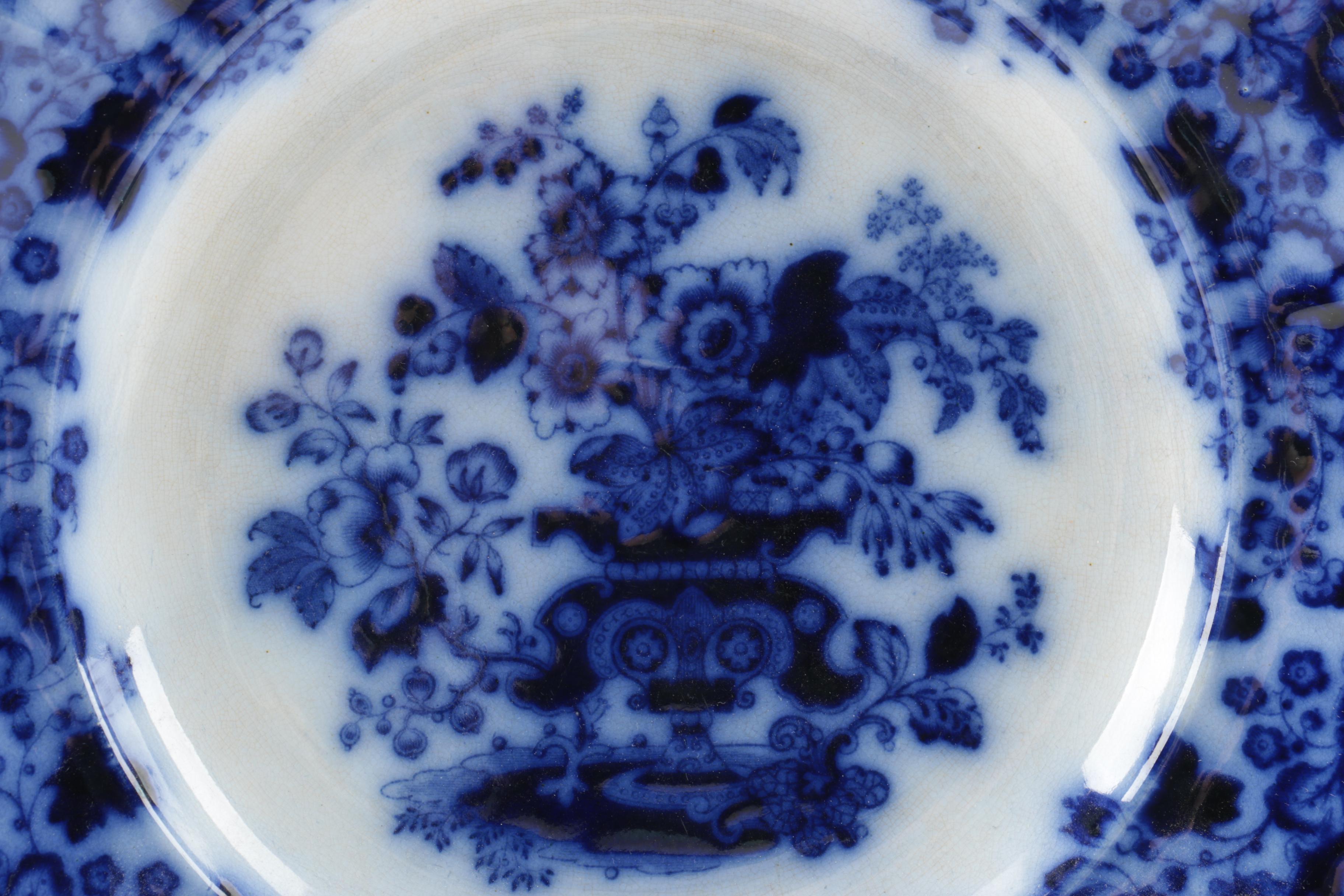 Antique E. Walley "India Stone"  Flow Blue Dishes