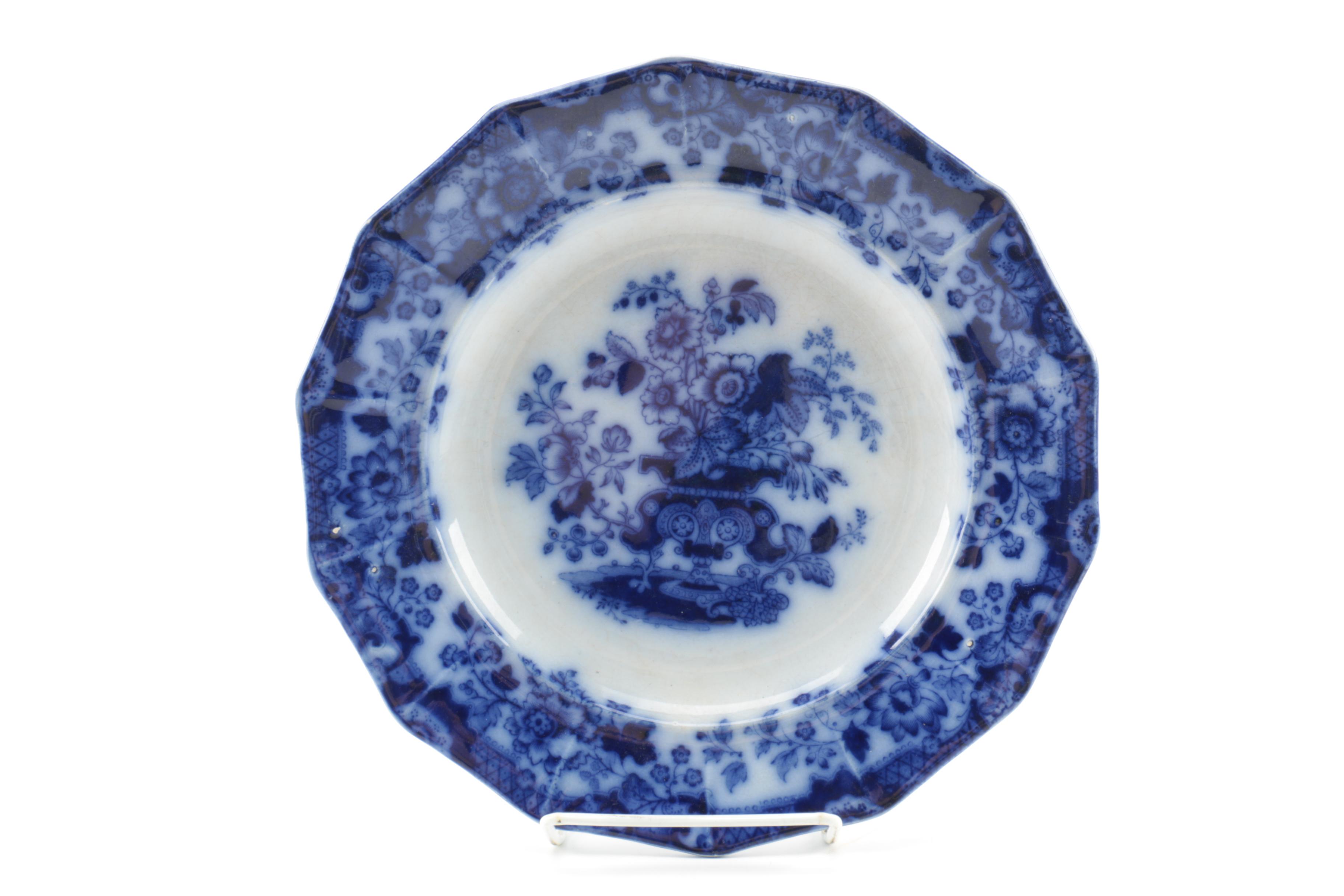 Antique E. Walley "India Stone"  Flow Blue Dishes