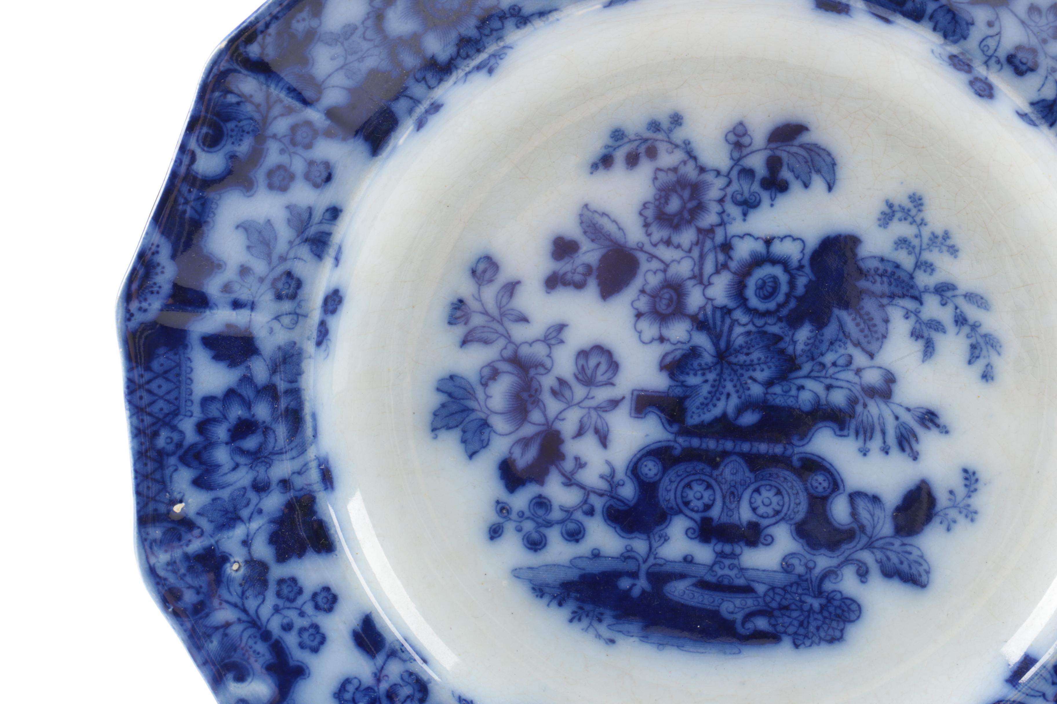 Antique E. Walley "India Stone"  Flow Blue Dishes