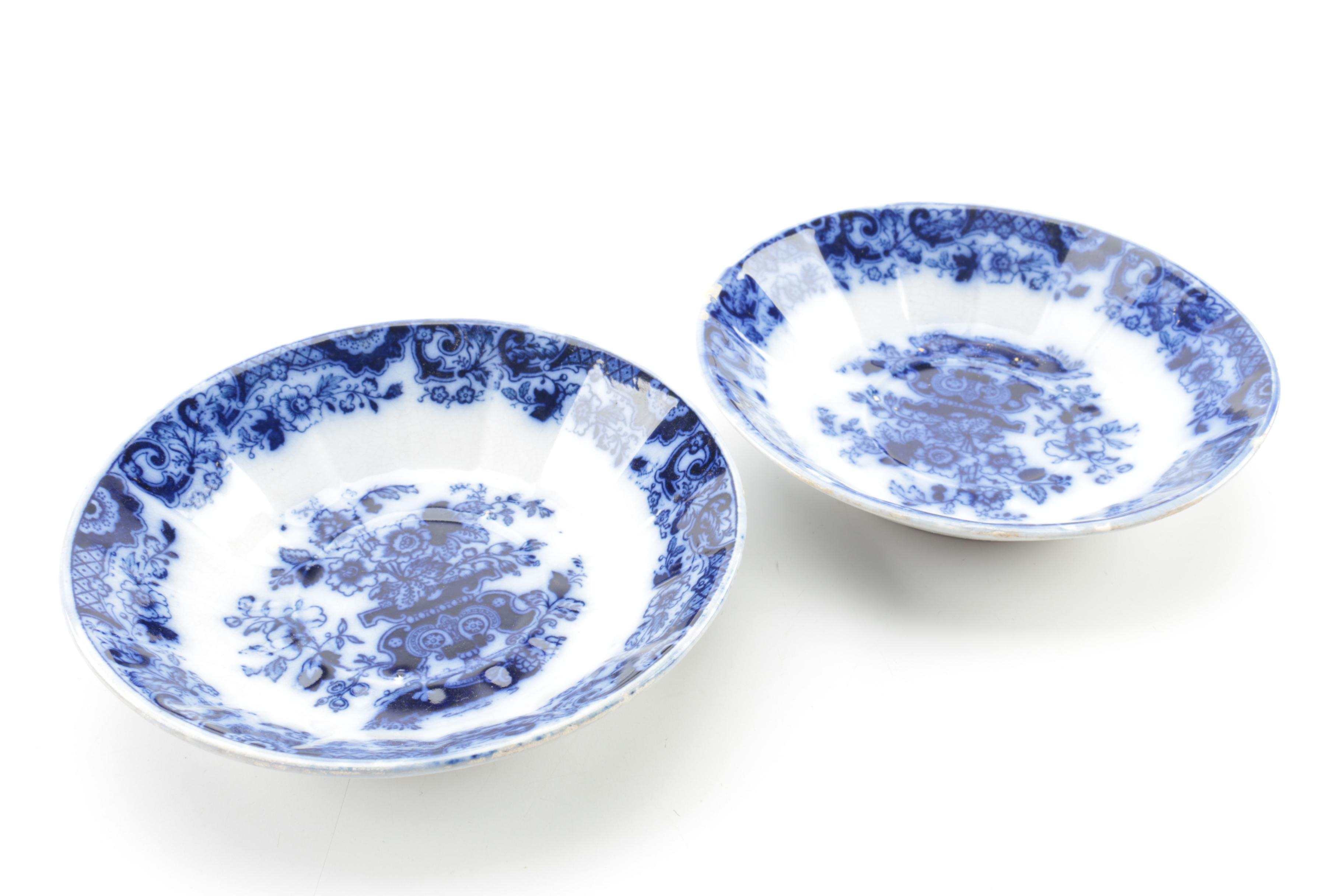 Antique E. Walley "India Stone"  Flow Blue Dishes