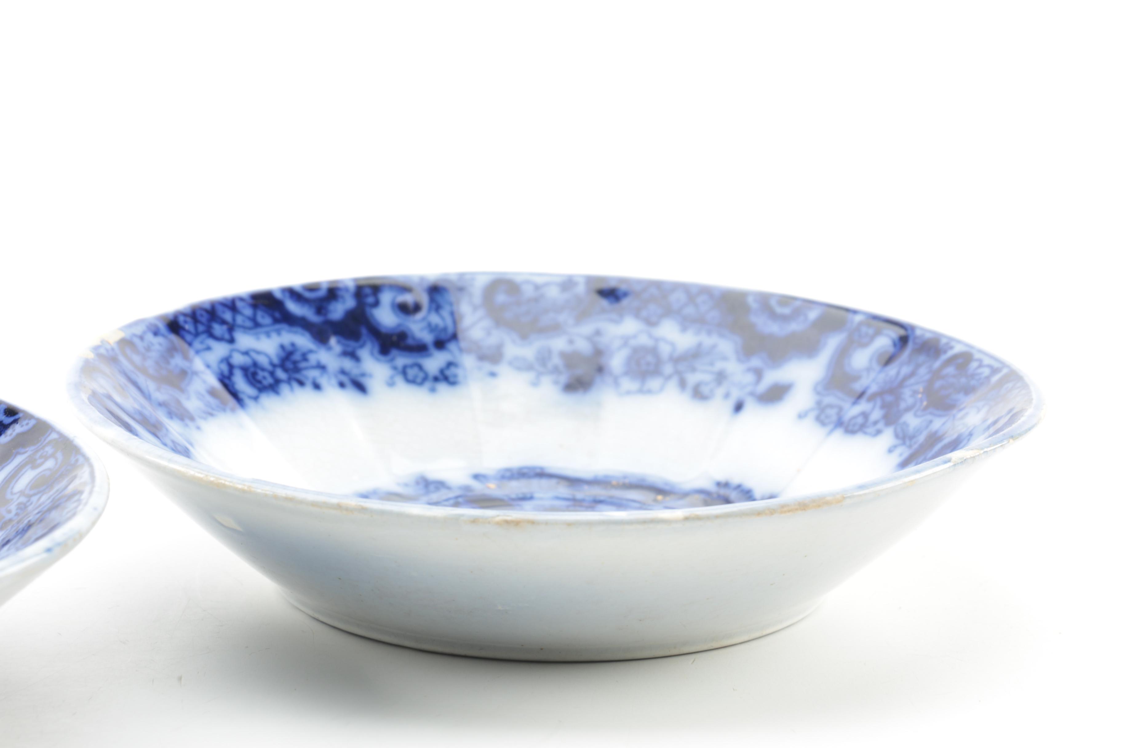 Antique E. Walley "India Stone"  Flow Blue Dishes