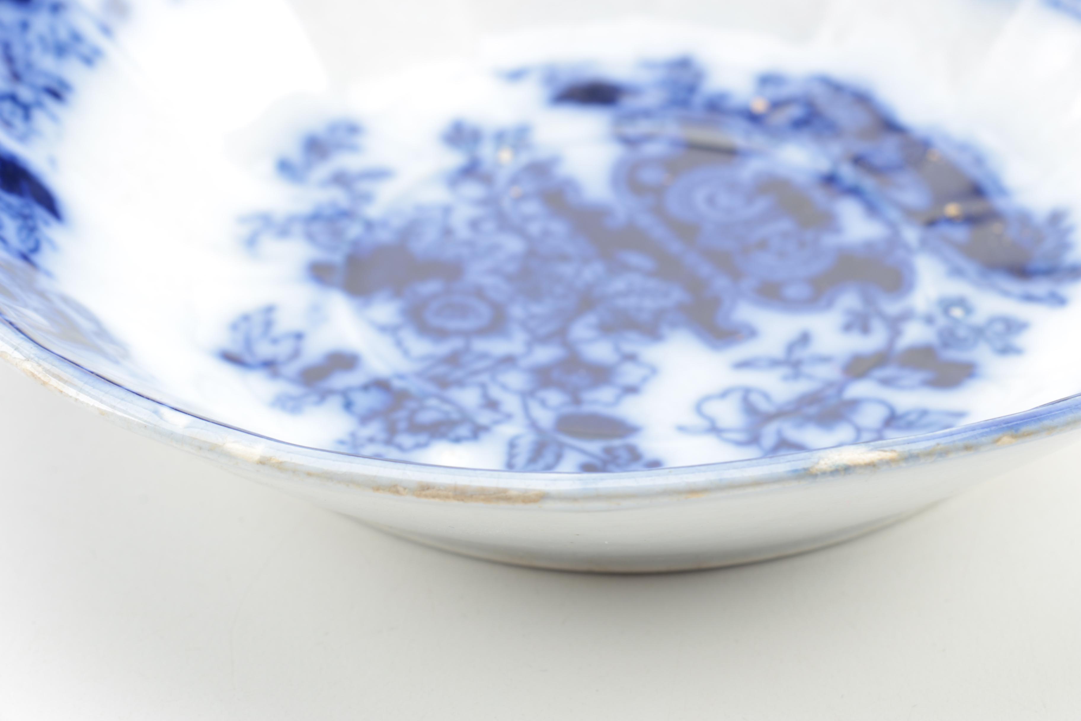 Antique E. Walley "India Stone"  Flow Blue Dishes