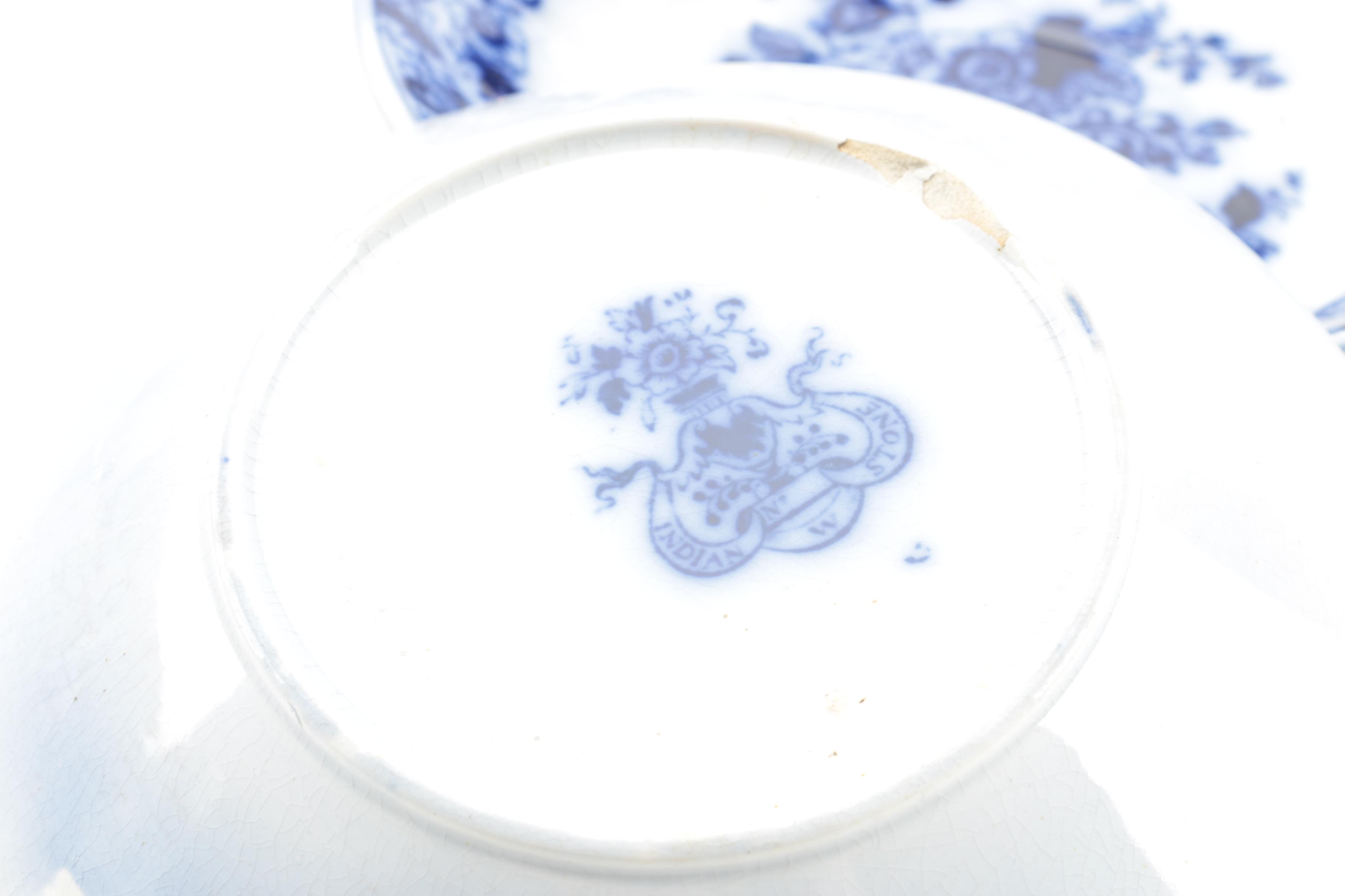 Antique E. Walley "India Stone"  Flow Blue Dishes