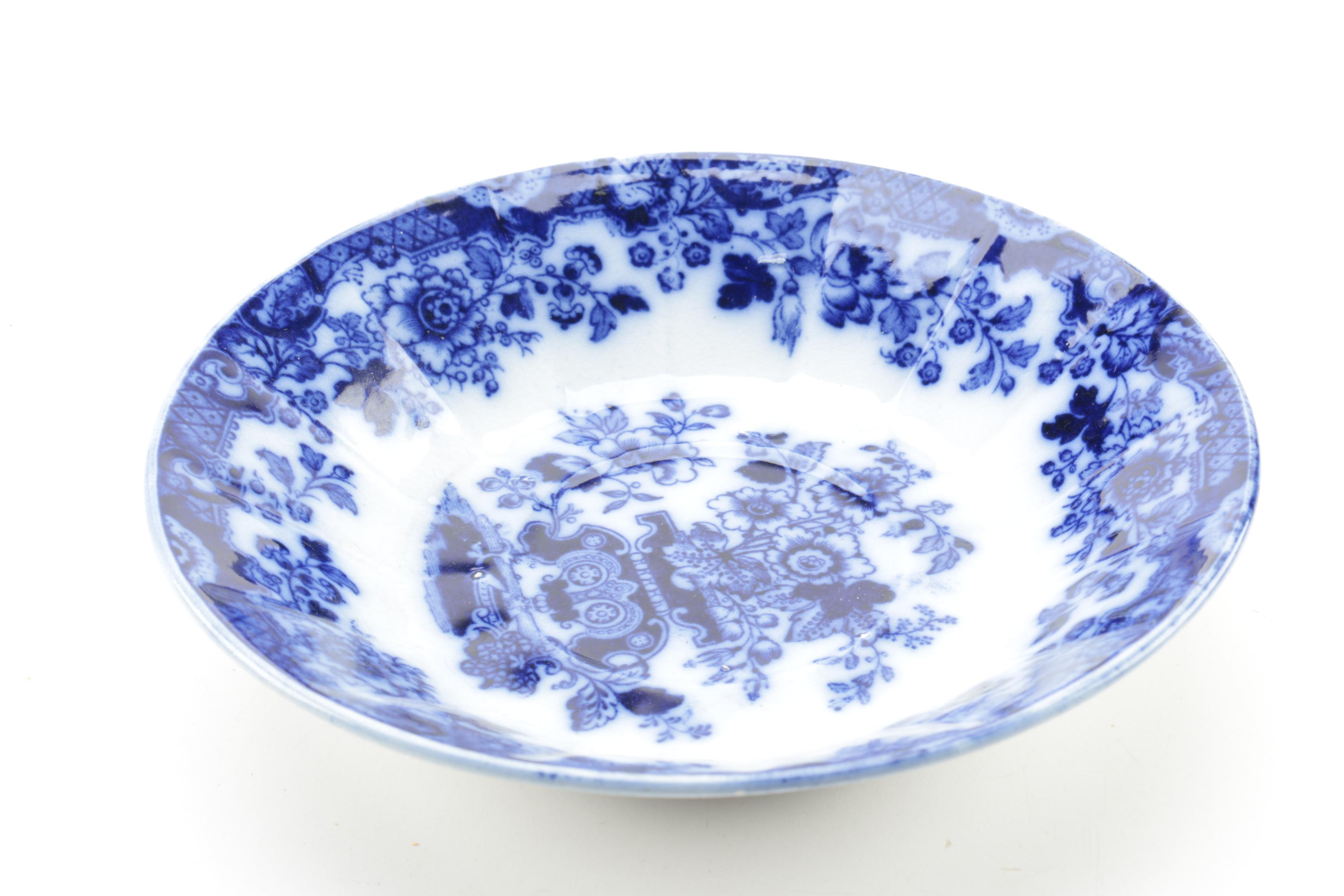 Antique E. Walley "India Stone"  Flow Blue Dishes