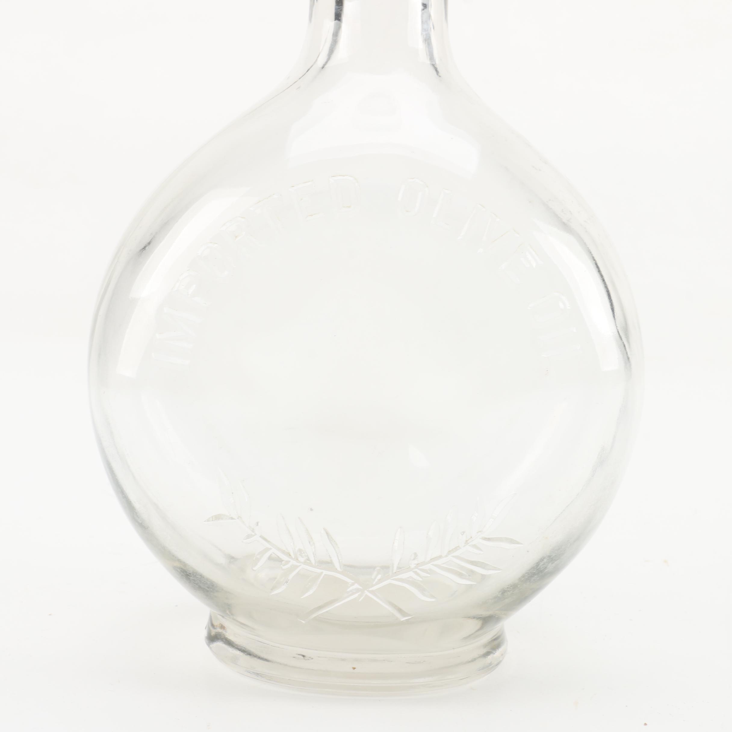 Vintage Glass Olive Oil Bottle