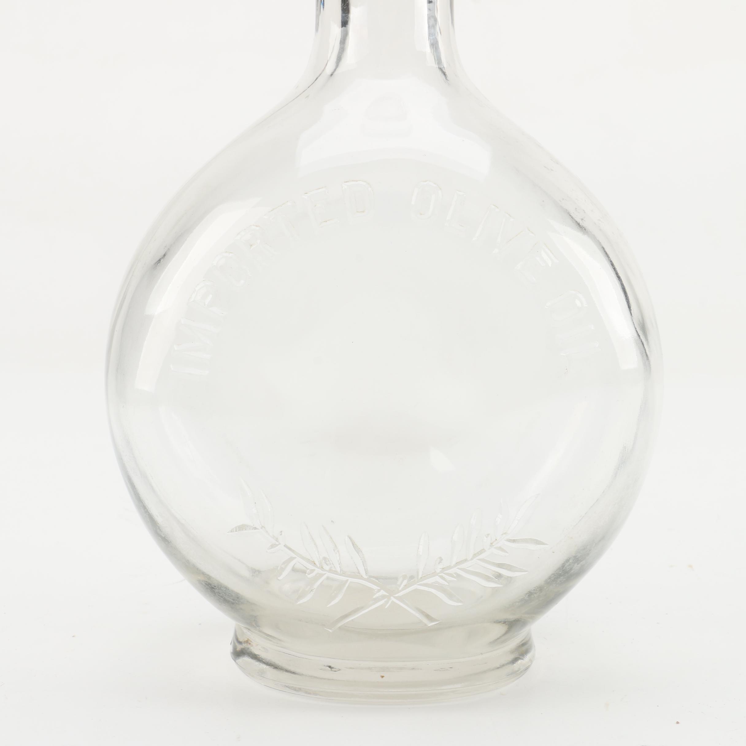 Vintage Glass Olive Oil Bottle