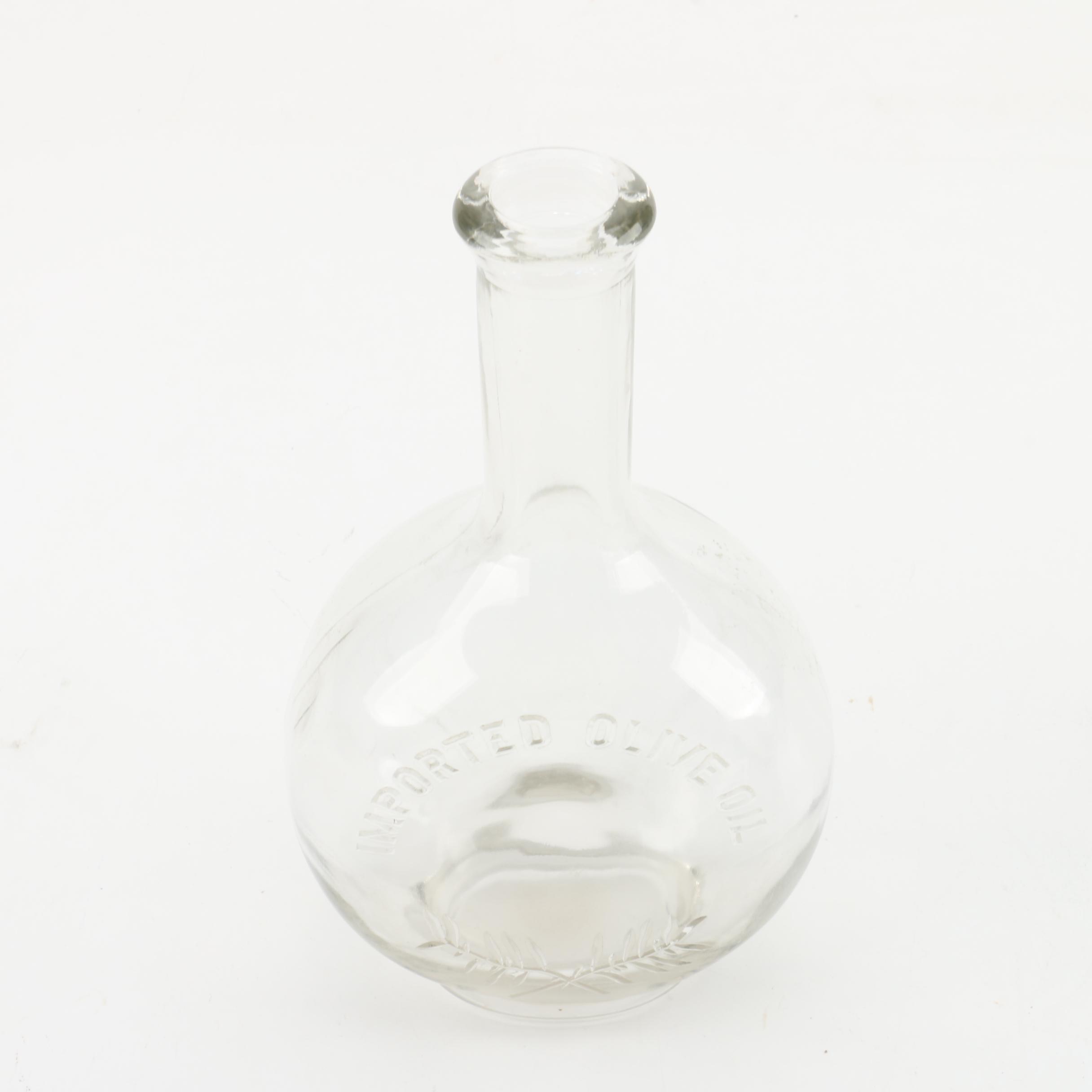Vintage Glass Olive Oil Bottle