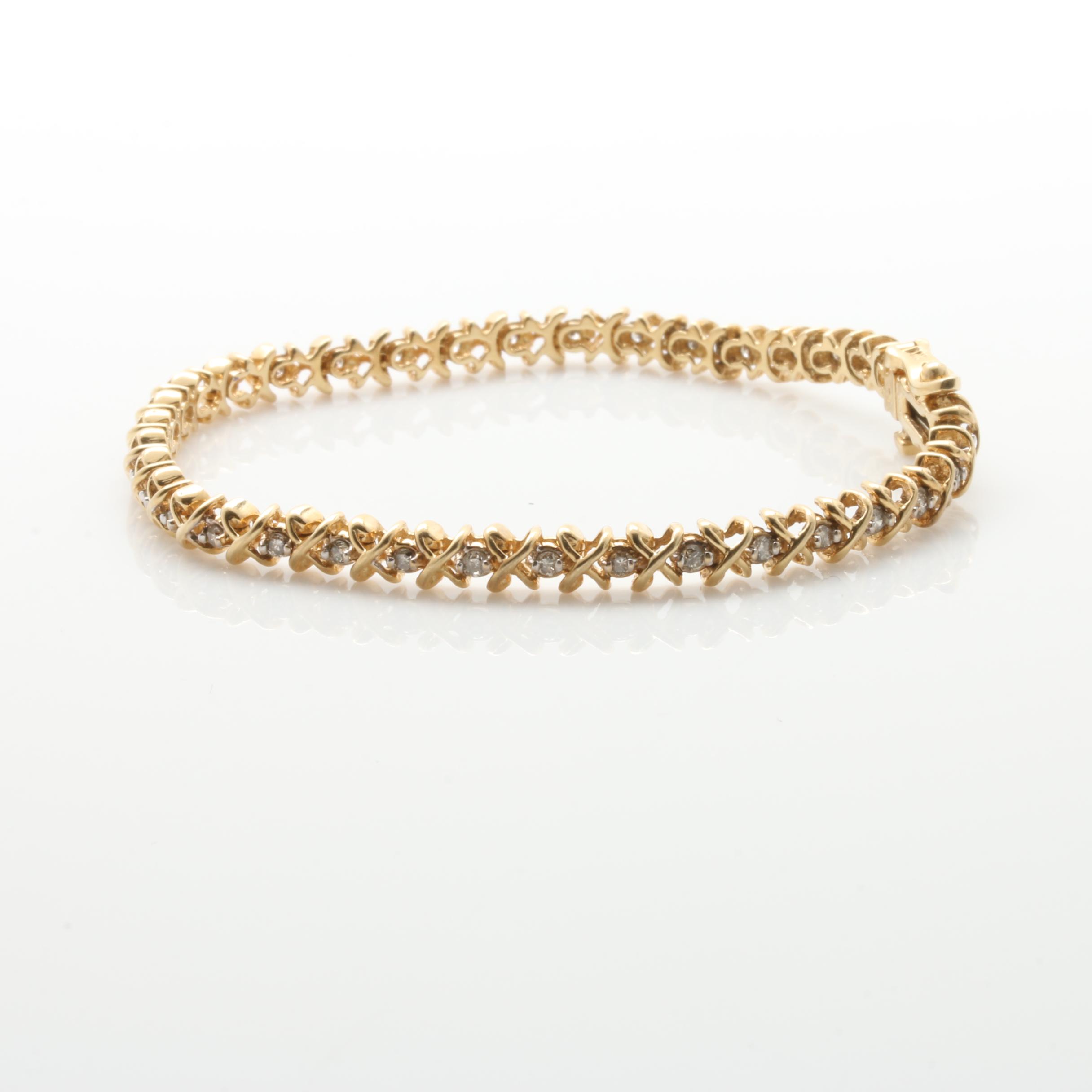 14K Yellow Gold 0.97 CTW Diamond Bracelet