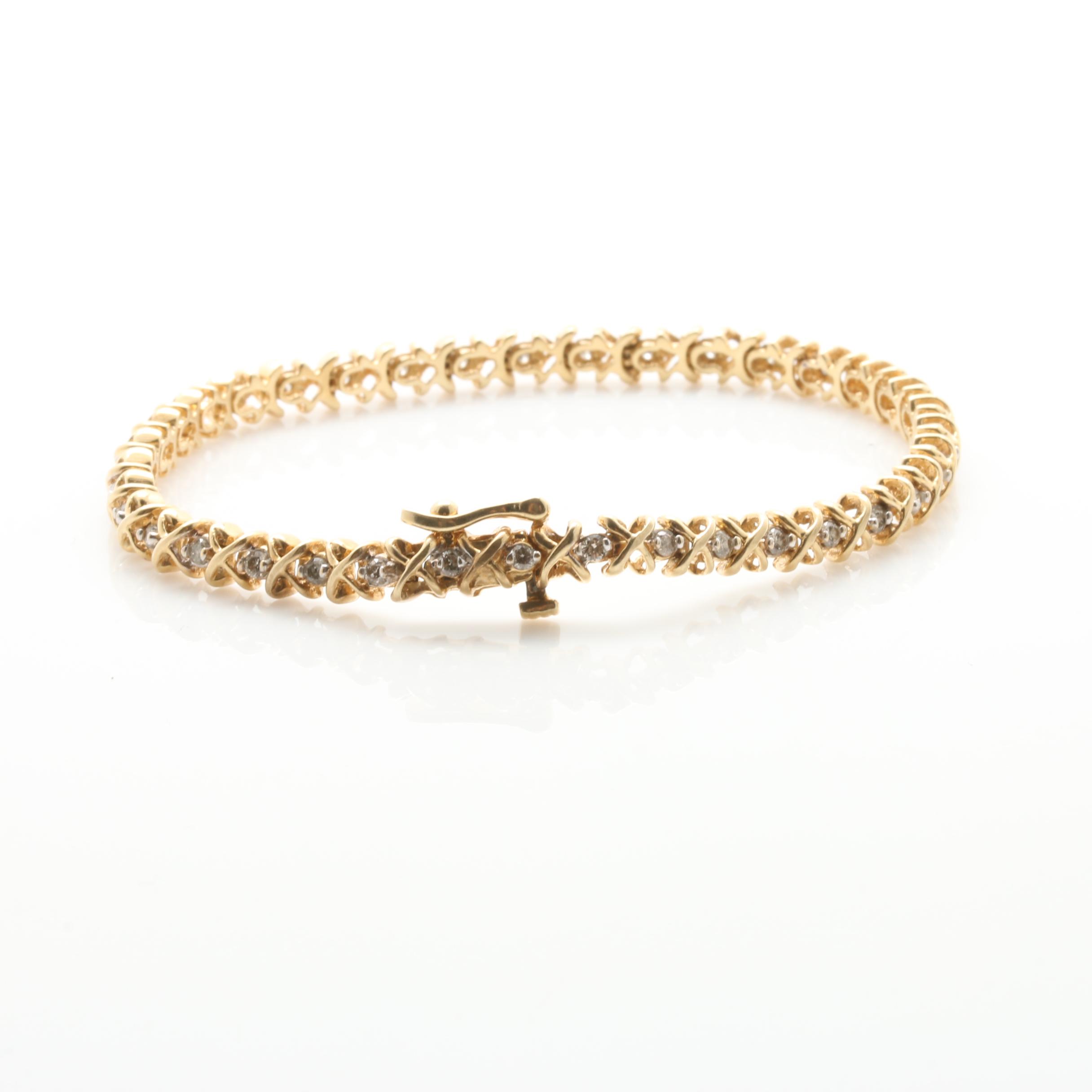 14K Yellow Gold 0.97 CTW Diamond Bracelet