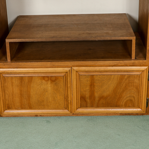 Wood Media Storage Cabinet with Leaded Glass Doors