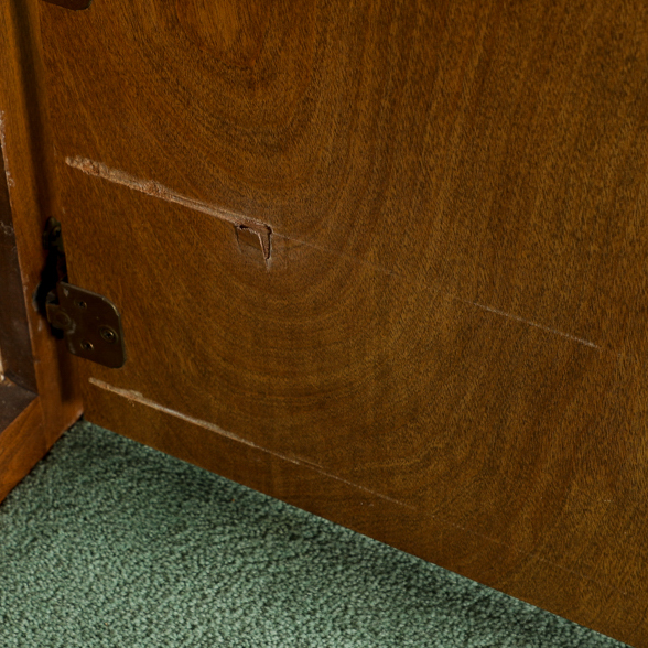 Wood Media Storage Cabinet with Leaded Glass Doors