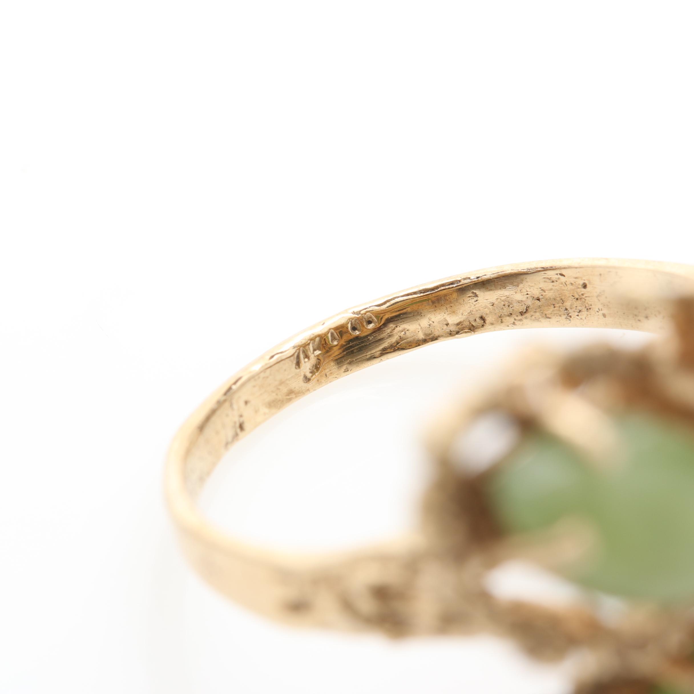 10K Yellow Gold Nephrite Butterfly Ring