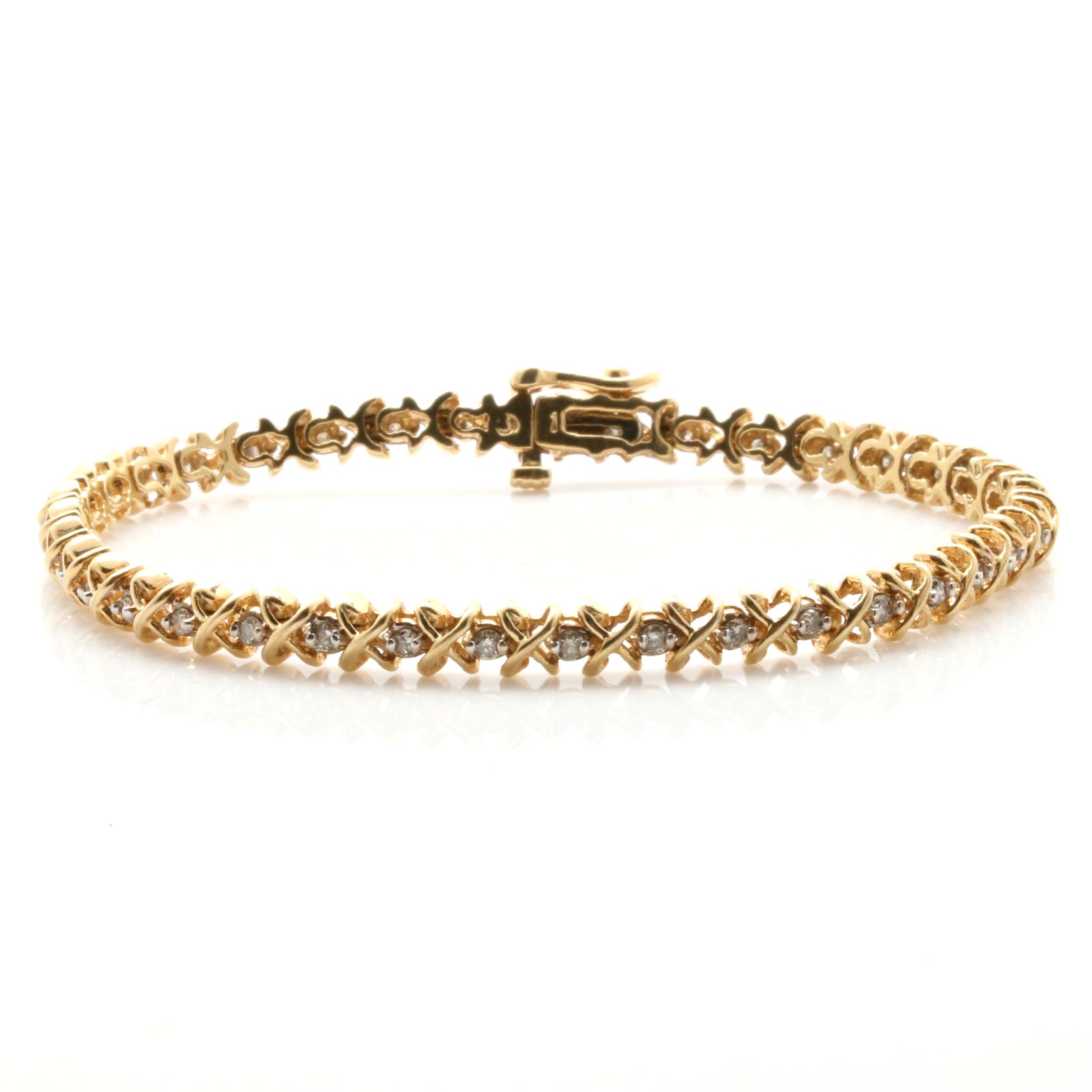 14K Yellow Gold 0.97 CTW Diamond Bracelet