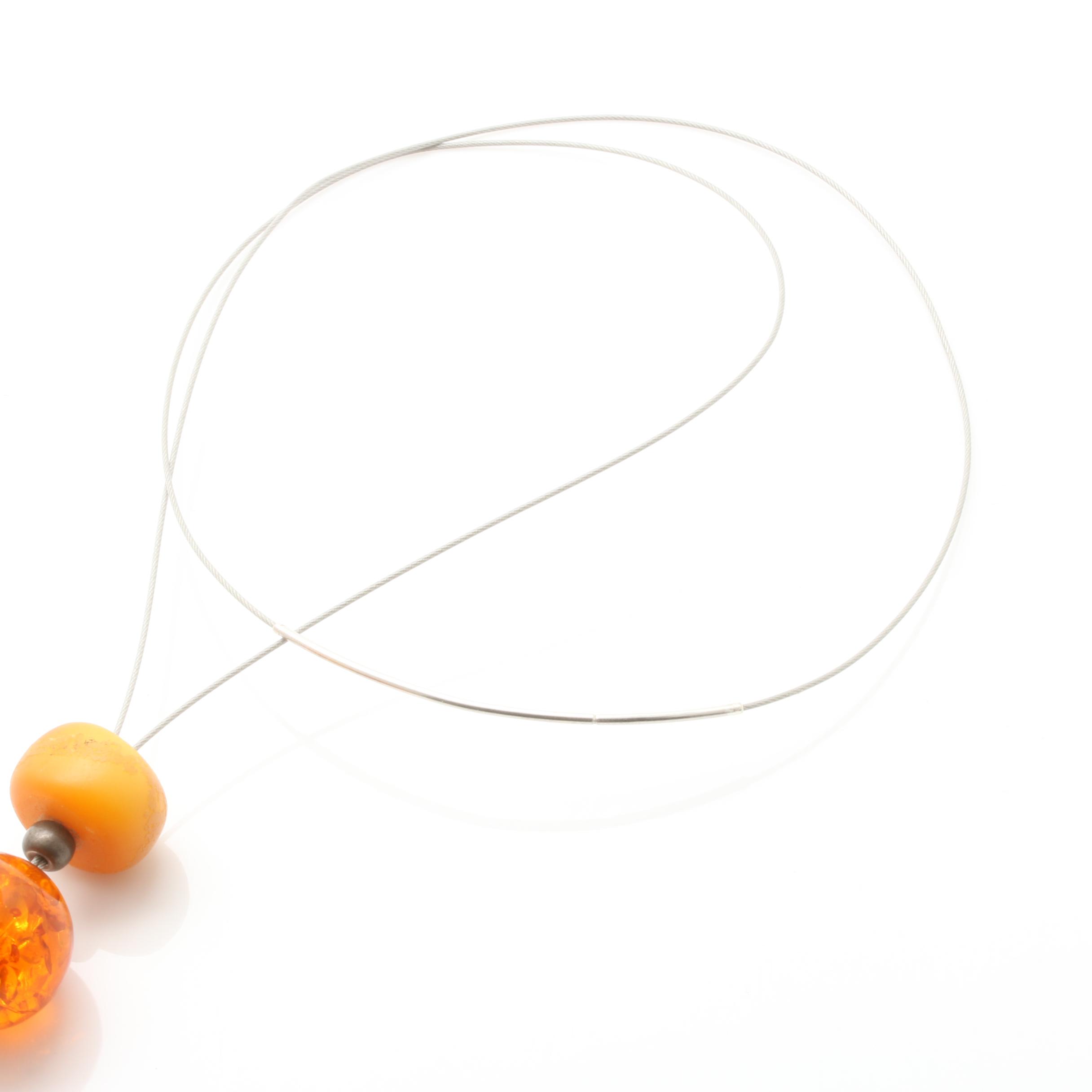 Sterling Silver Amber and Smoky Quartz Necklace