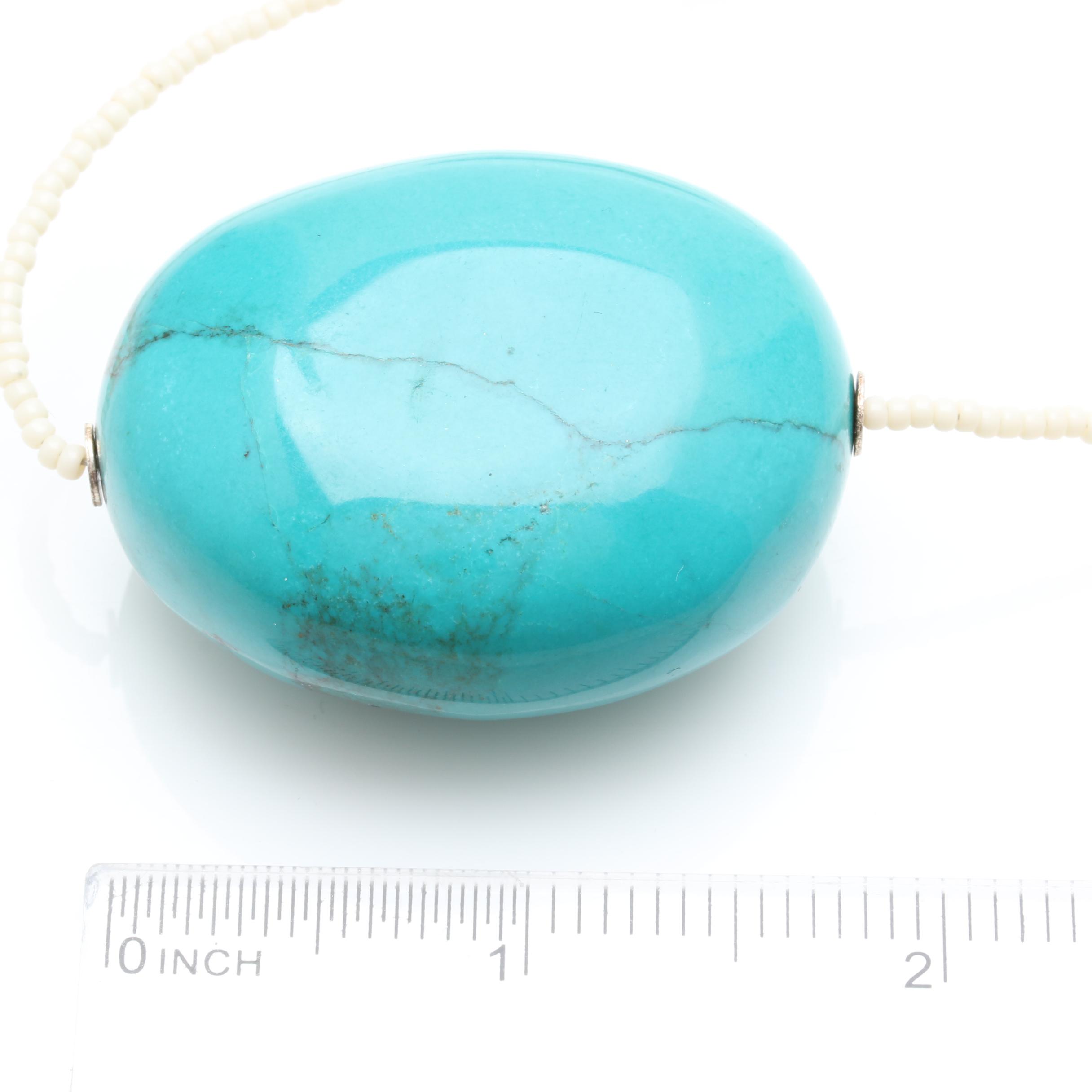 Stabilized Coral, Dyed Howlite, and Glass Necklace