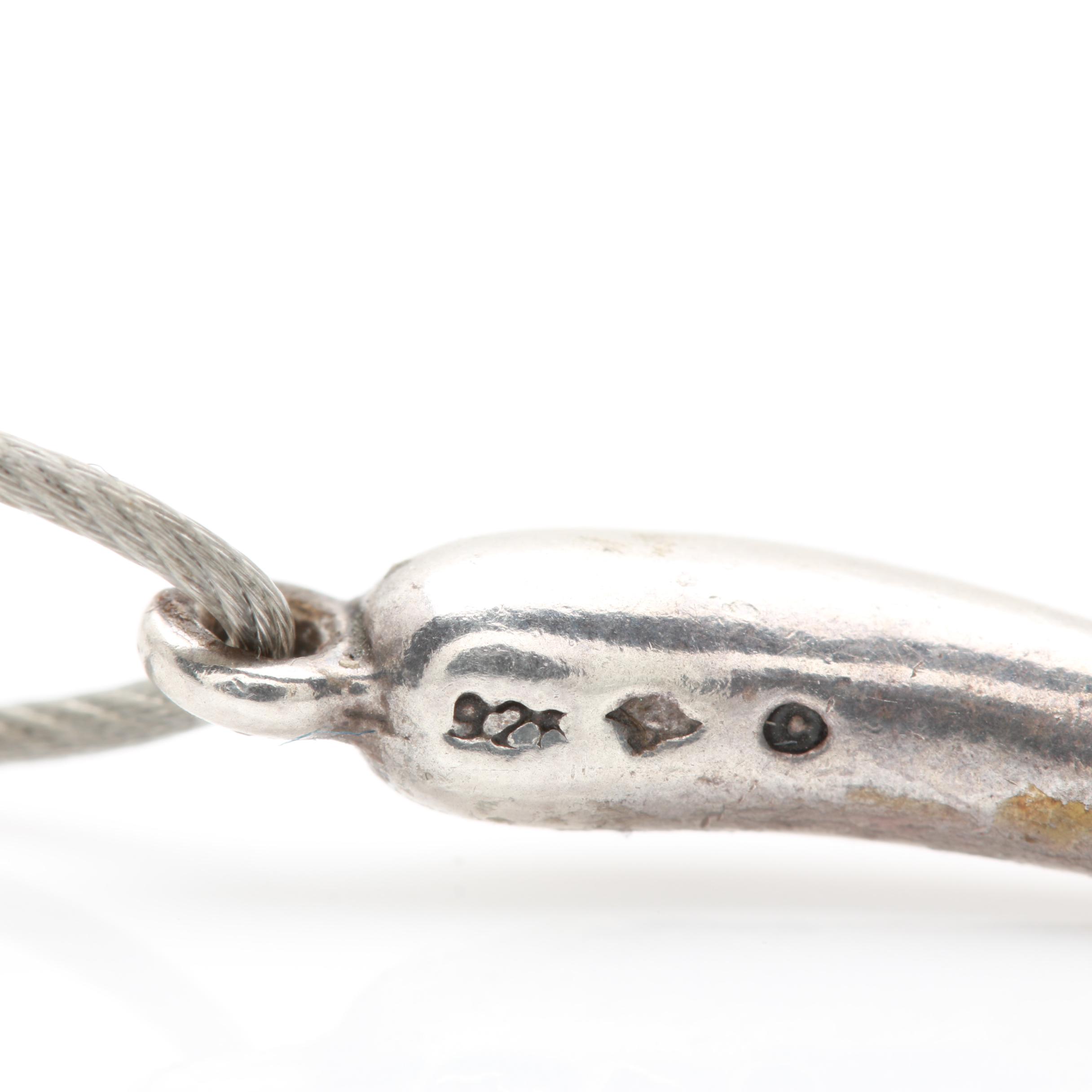 Sterling Silver and Stainless Steel Horn and Agate Necklace