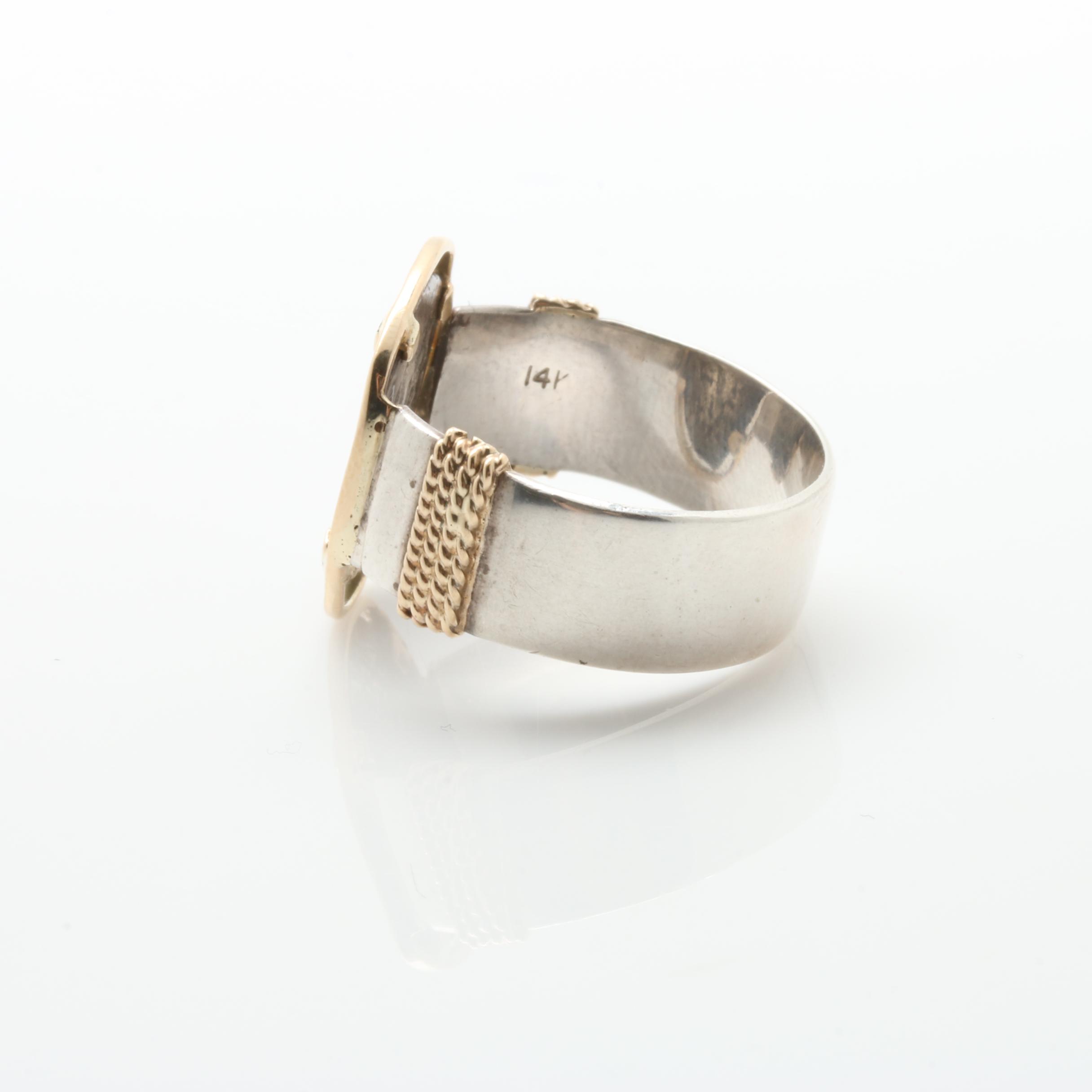 14K Gold and Sterling Silver Spanish Colonial Cob Coin Pendant and Ring