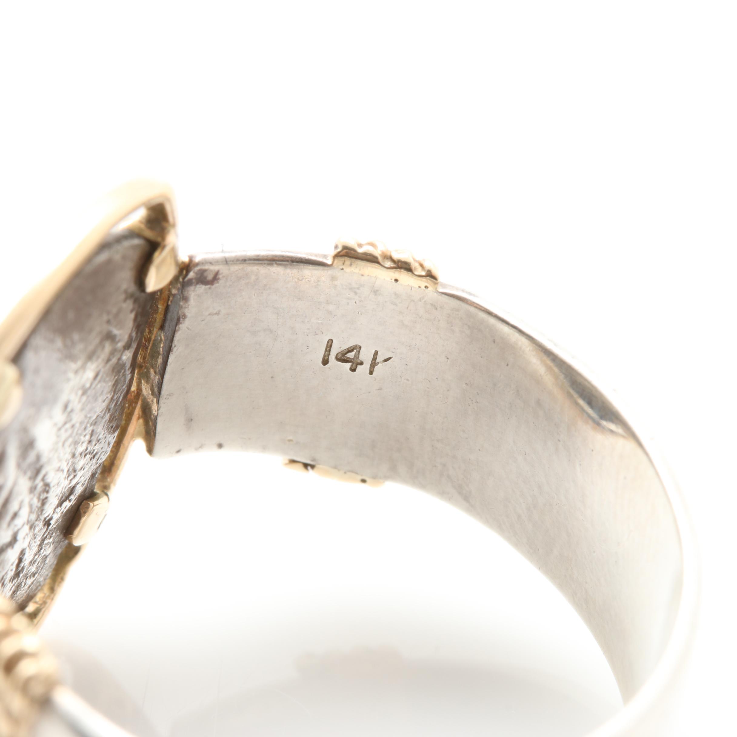 14K Gold and Sterling Silver Spanish Colonial Cob Coin Pendant and Ring