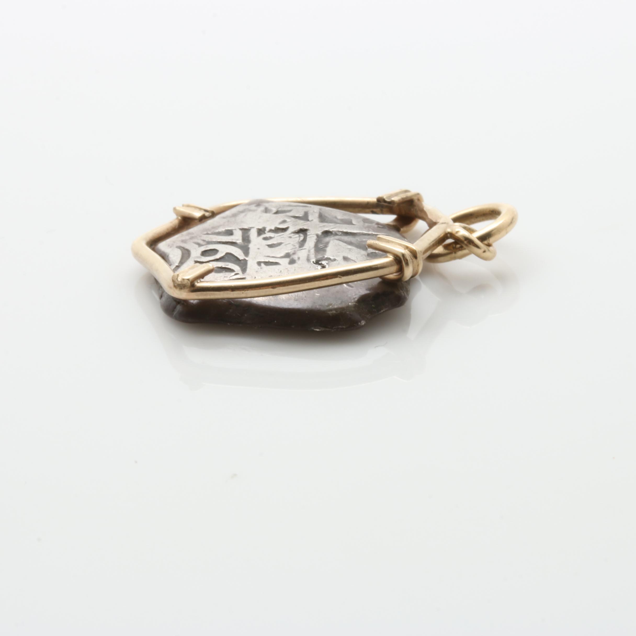 14K Gold and Sterling Silver Spanish Colonial Cob Coin Pendant and Ring