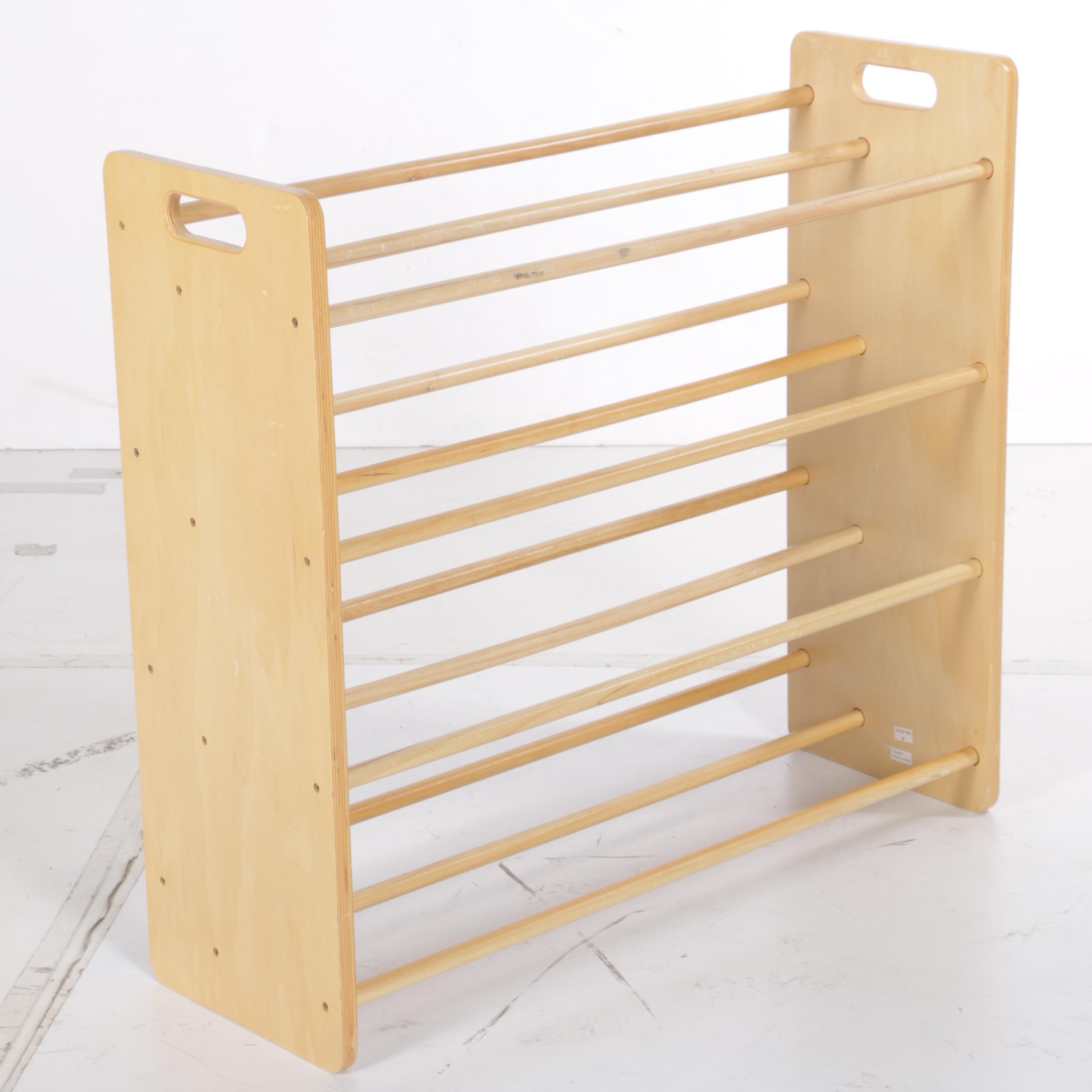 Children's Wooden Storage Rack With Plastic Bins by Battat