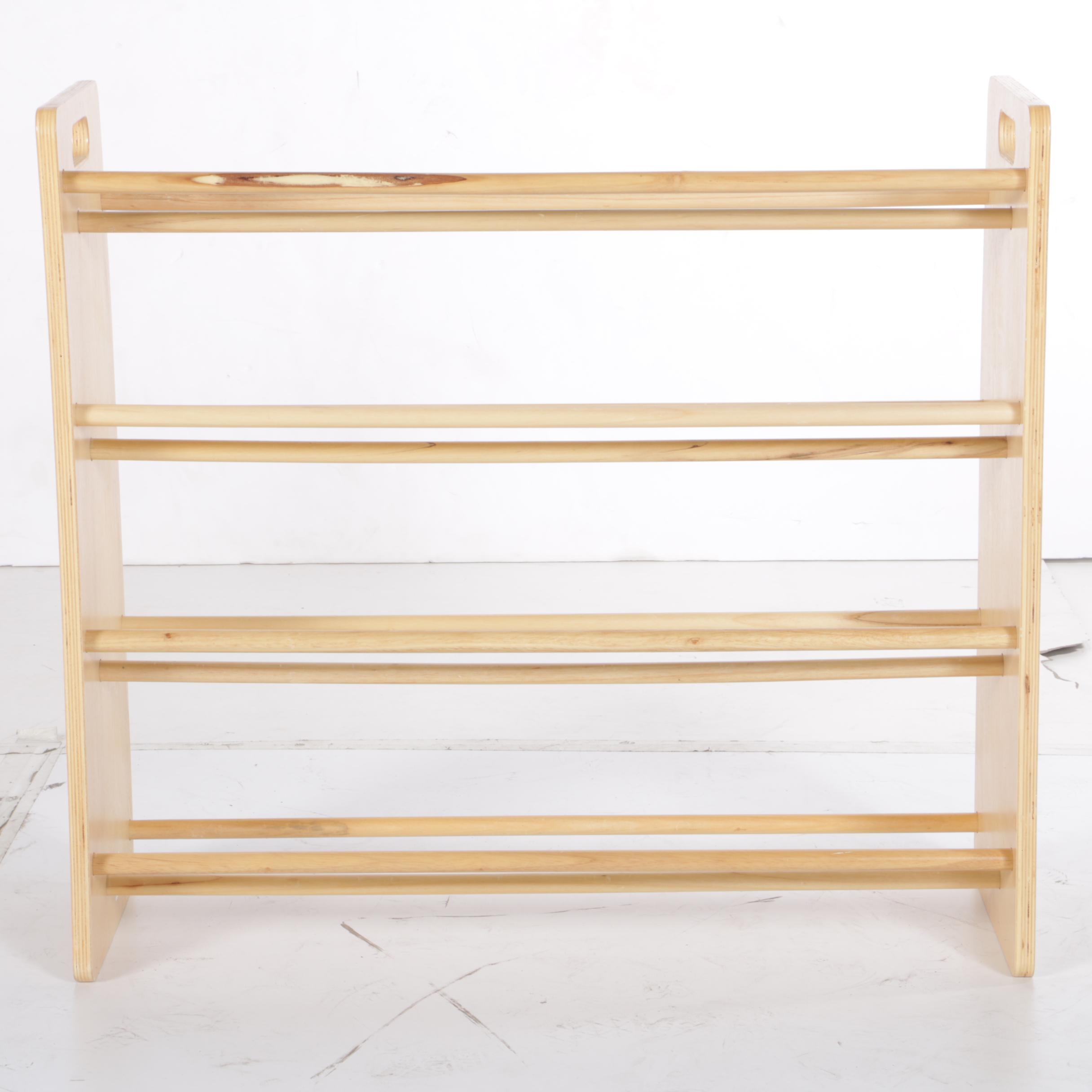 Children's Wooden Storage Rack With Plastic Bins by Battat