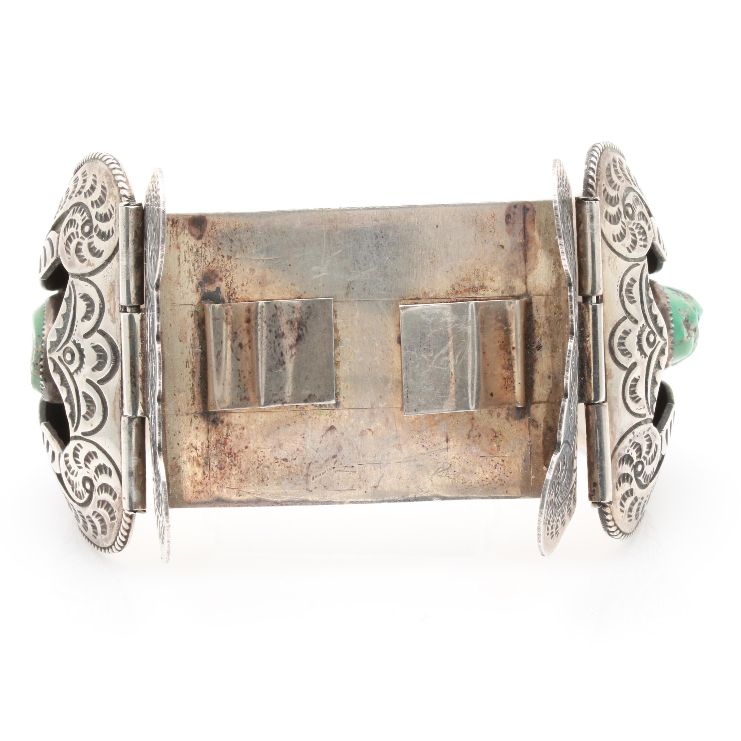 Sterling Silver Southwest Style Turquoise Watch Bracelet