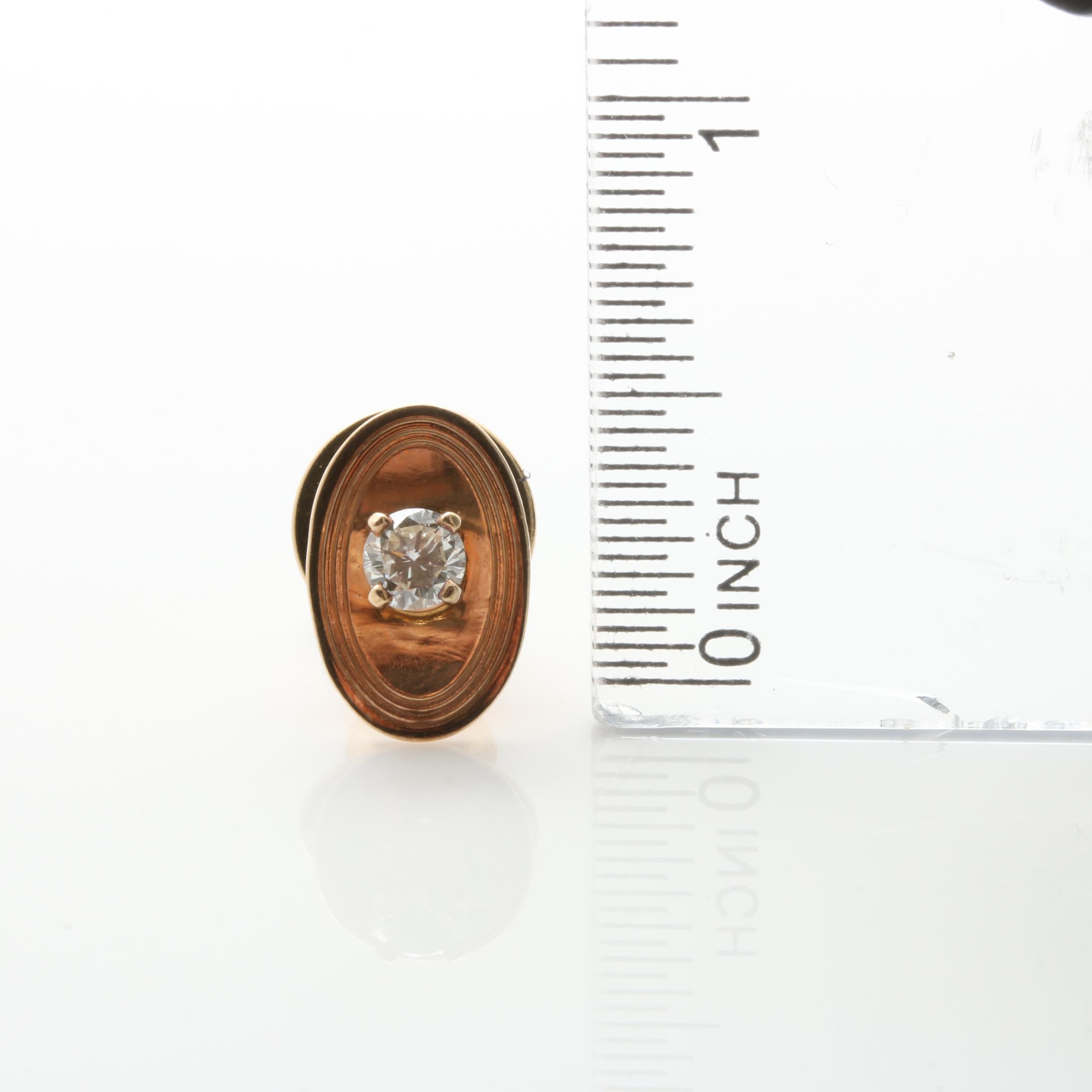 14K Yellow Gold Diamond Pin