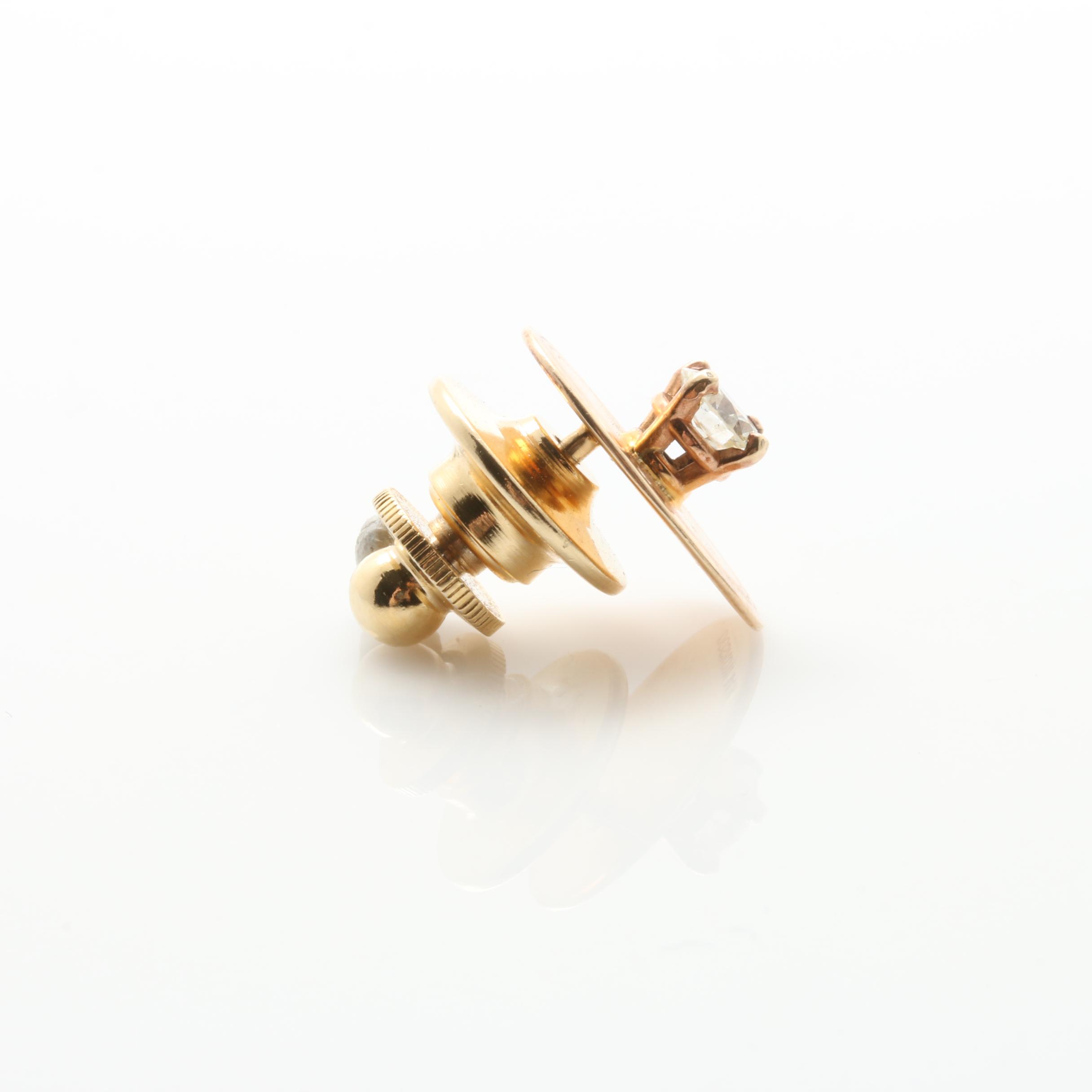 14K Yellow Gold Diamond Pin
