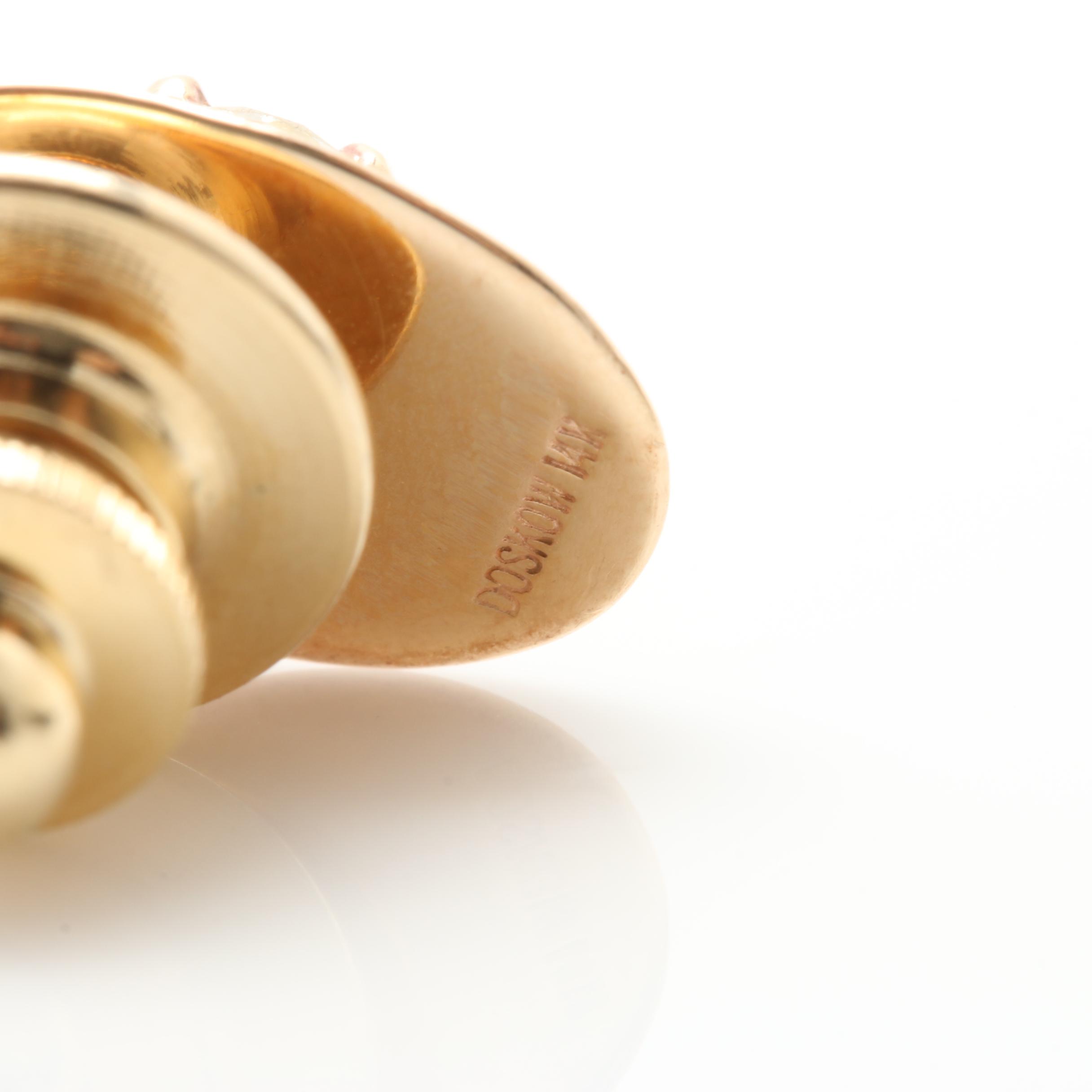 14K Yellow Gold Diamond Pin