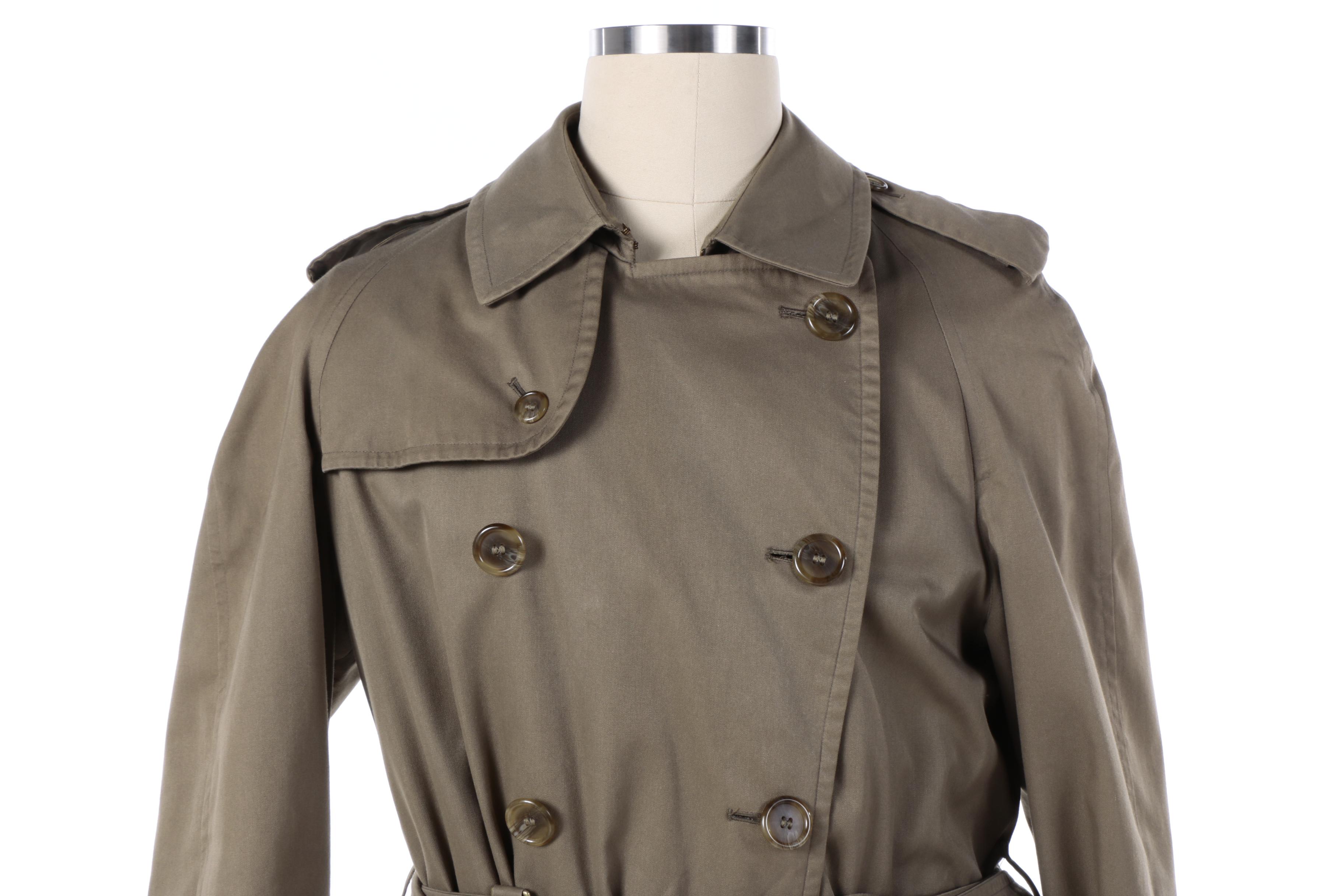 Men's Burberry Olive Green Trench Coat with Removable Wool Lining