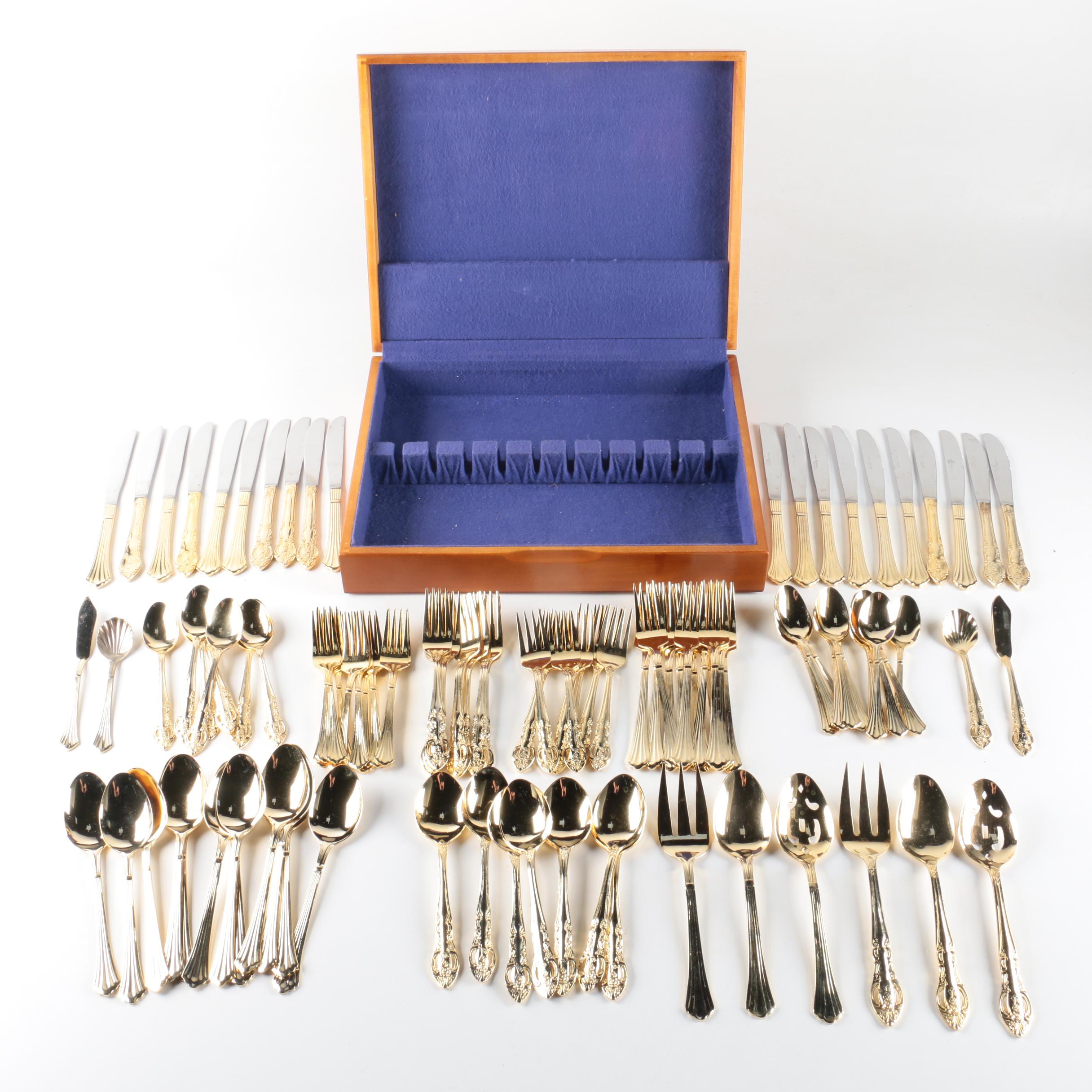H.F. Ltd Gold-Toned Stainless Steel Flatware Sets