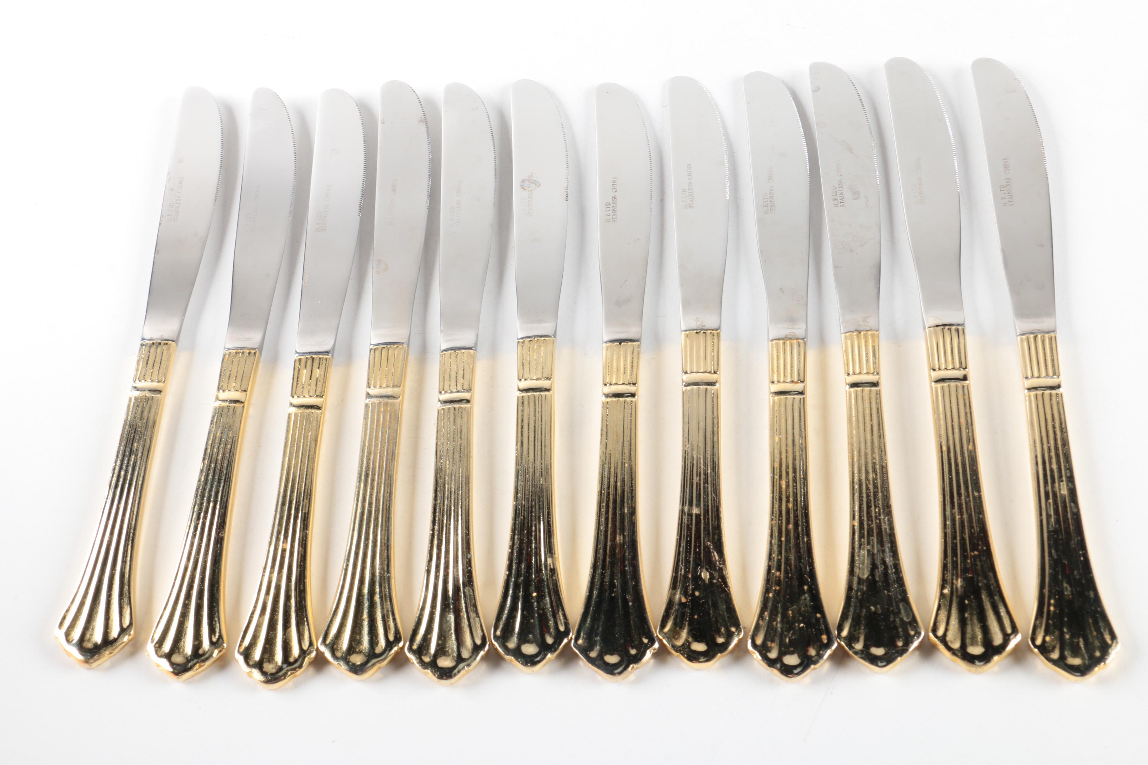 H.F. Ltd Gold-Toned Stainless Steel Flatware Sets