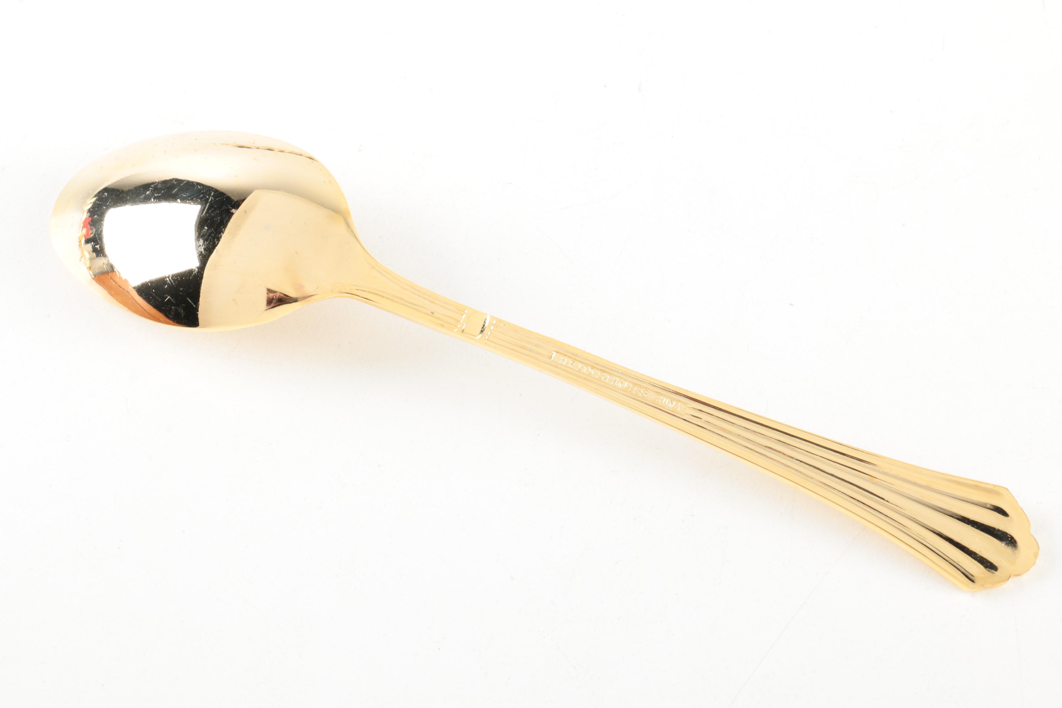 H.F. Ltd Gold-Toned Stainless Steel Flatware Sets
