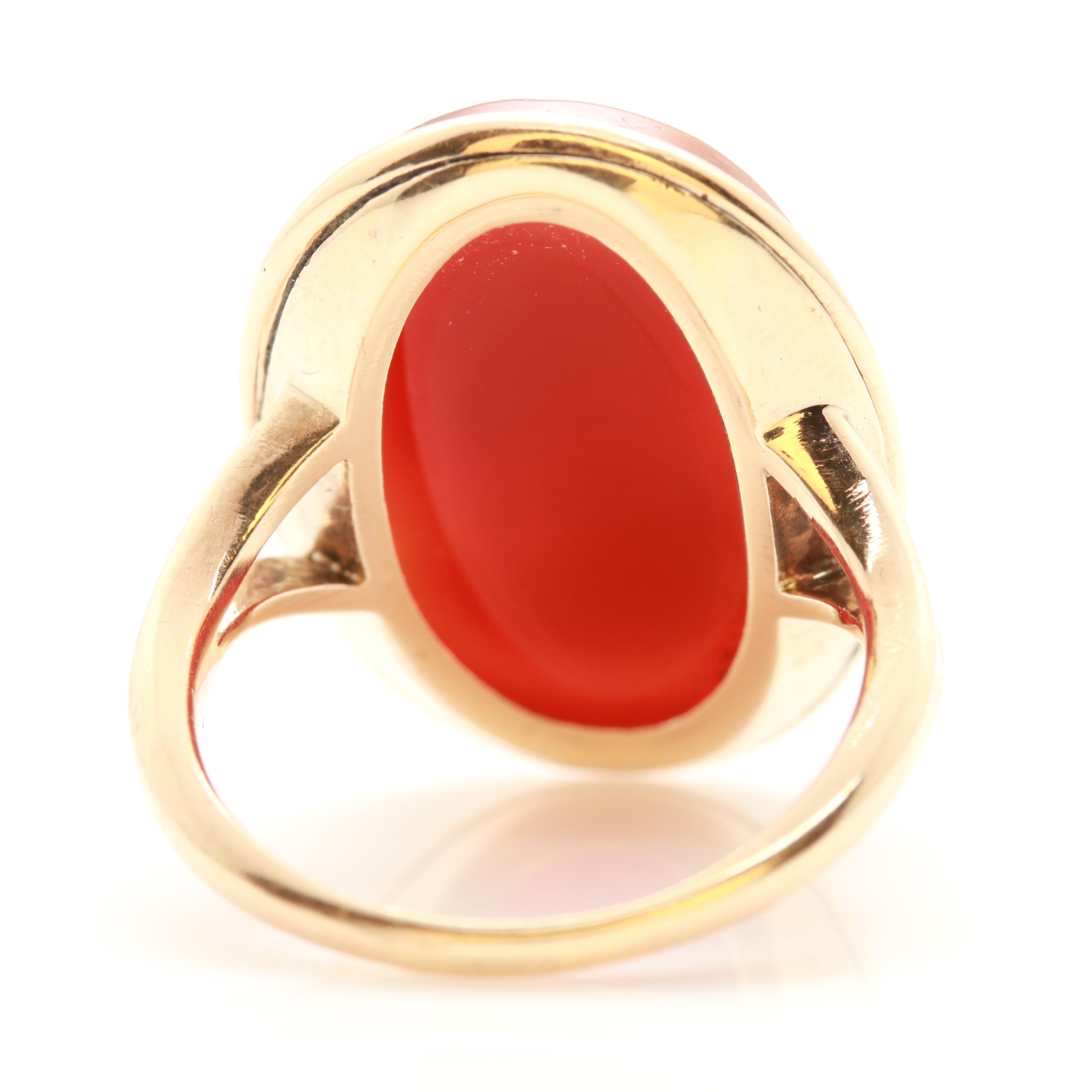 10K Yellow Gold Sardonyx Cameo Ring with 14K Yellow Gold Accents