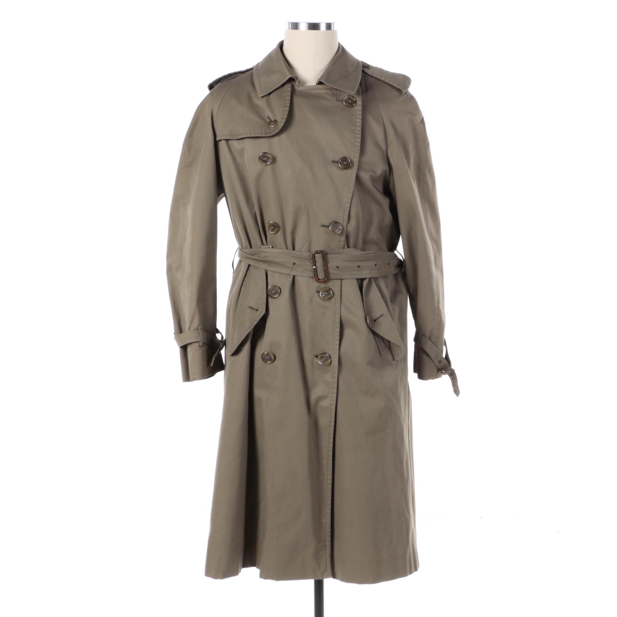 Men's Burberry Olive Green Trench Coat with Removable Wool Lining