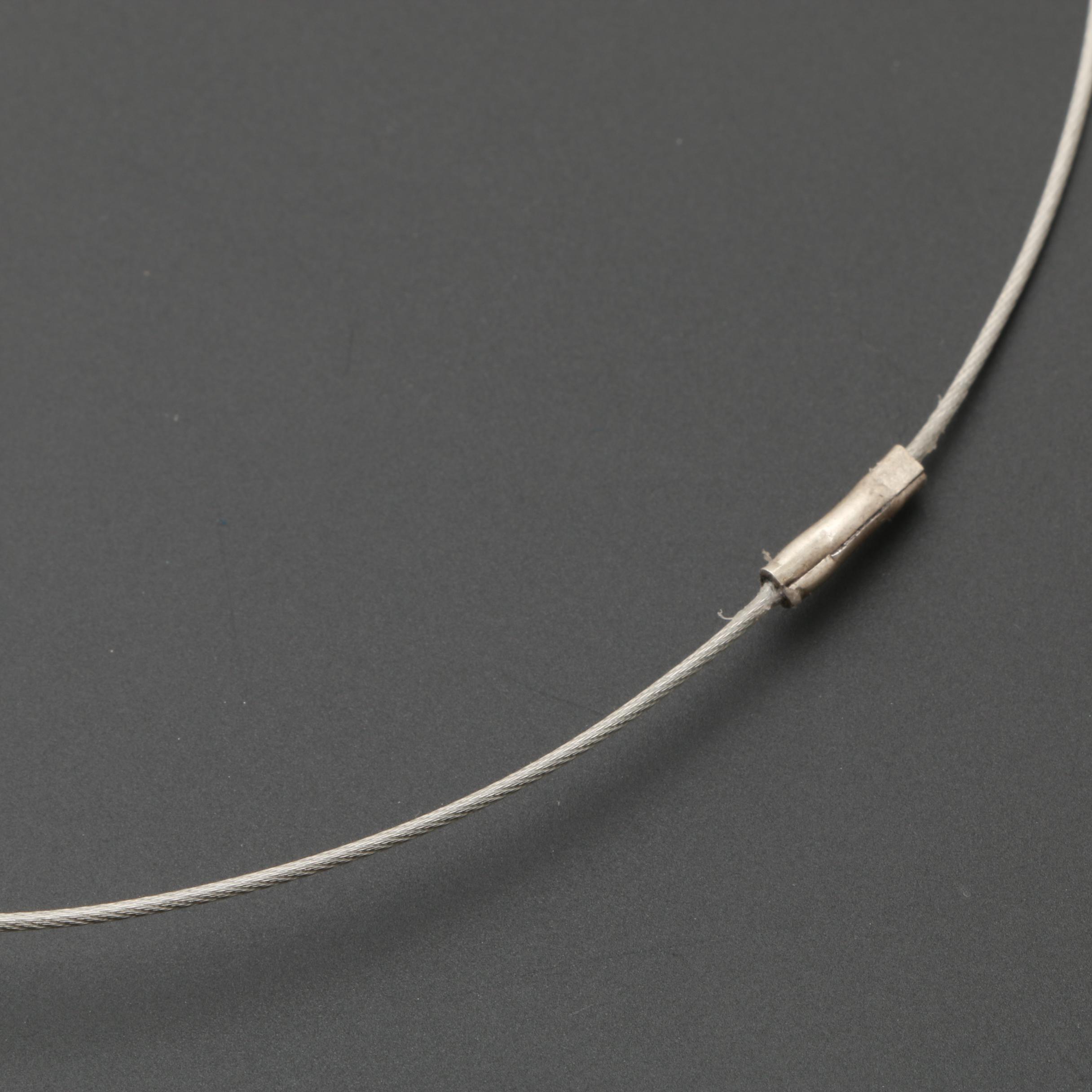 Stainless Steel and Sterling Silver Bone and Goat Hair Necklace