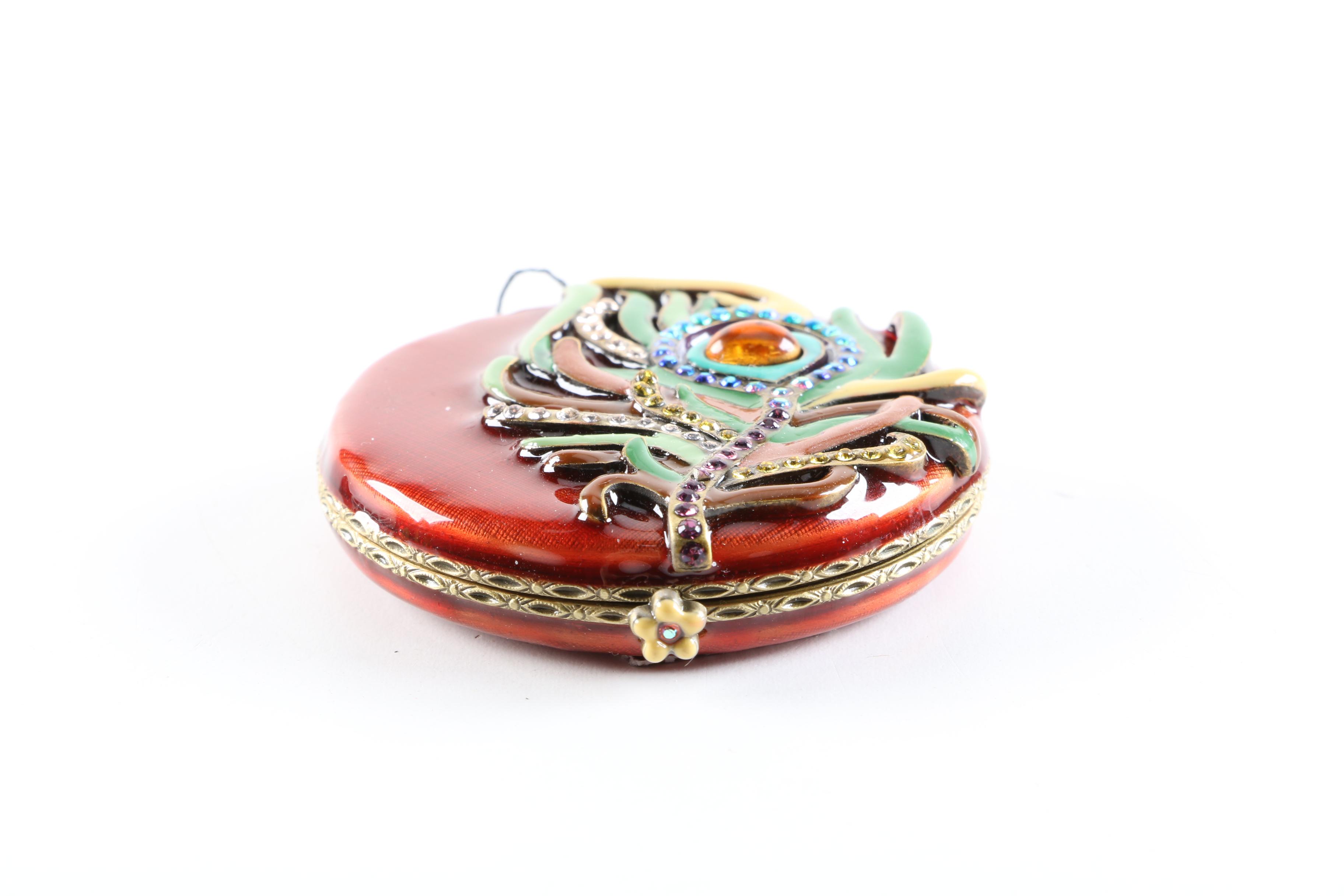 Jay Strongwater Double Mirror Compact with Enameled Case