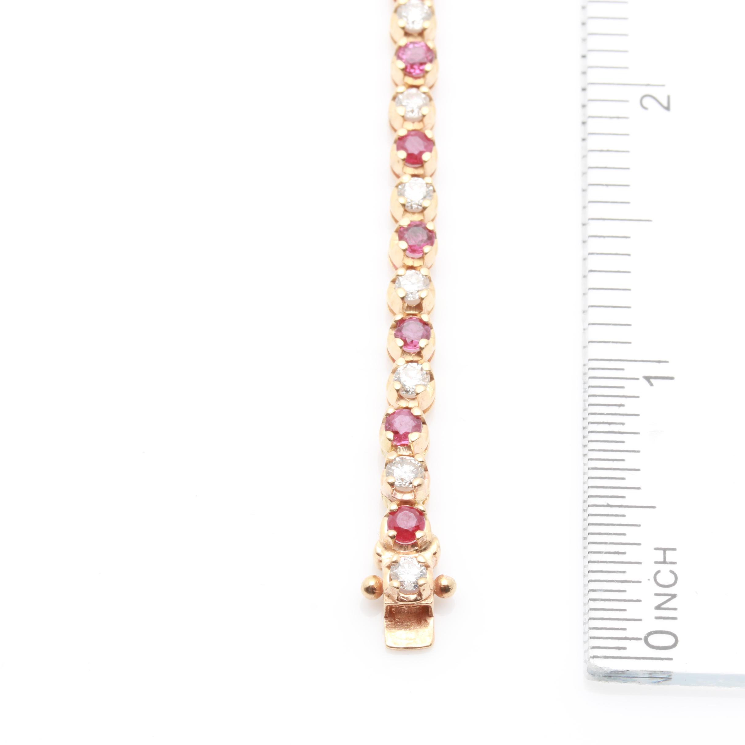 14K Yellow Gold 1.76 CTW Diamond and Ruby Tennis Bracelet