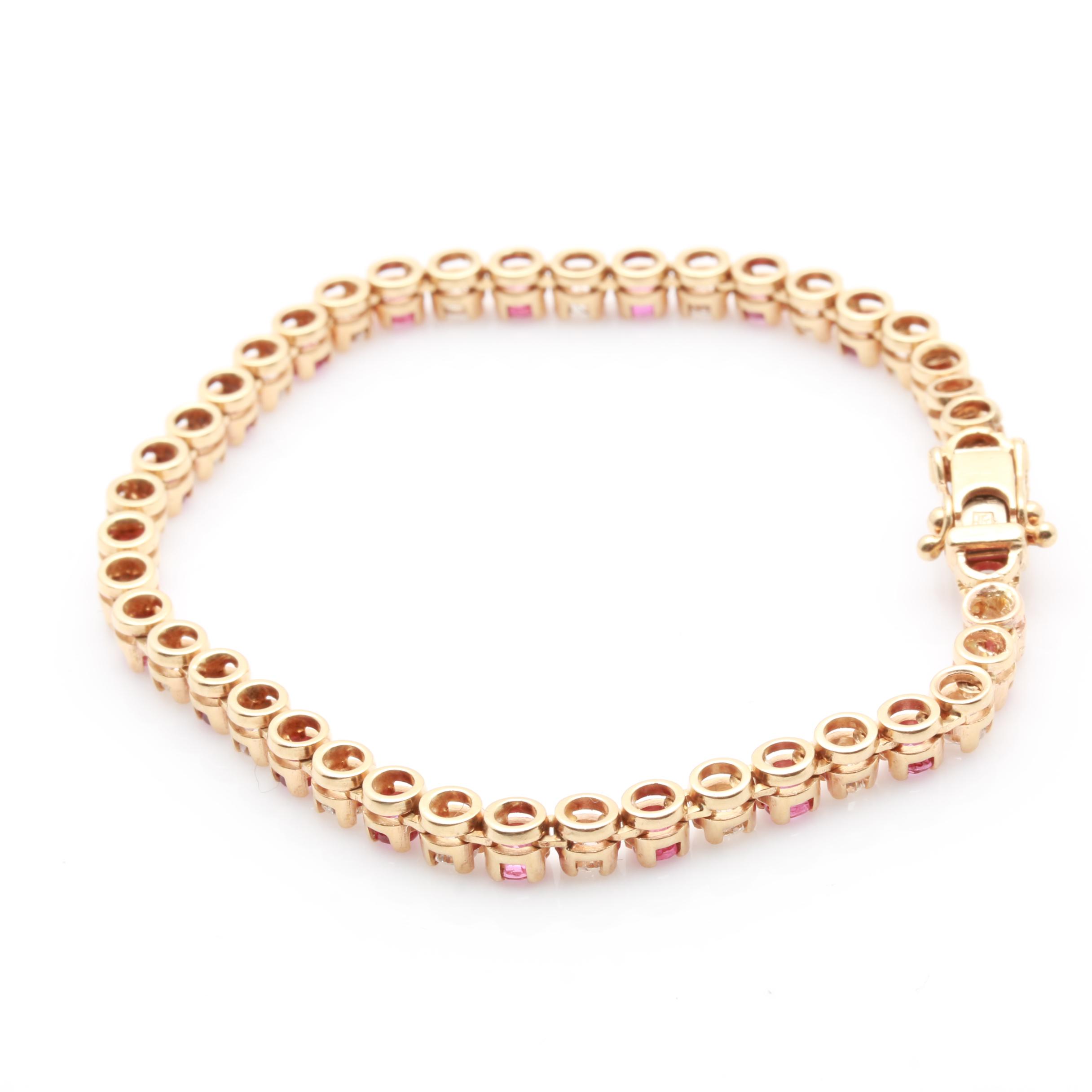 14K Yellow Gold 1.76 CTW Diamond and Ruby Tennis Bracelet
