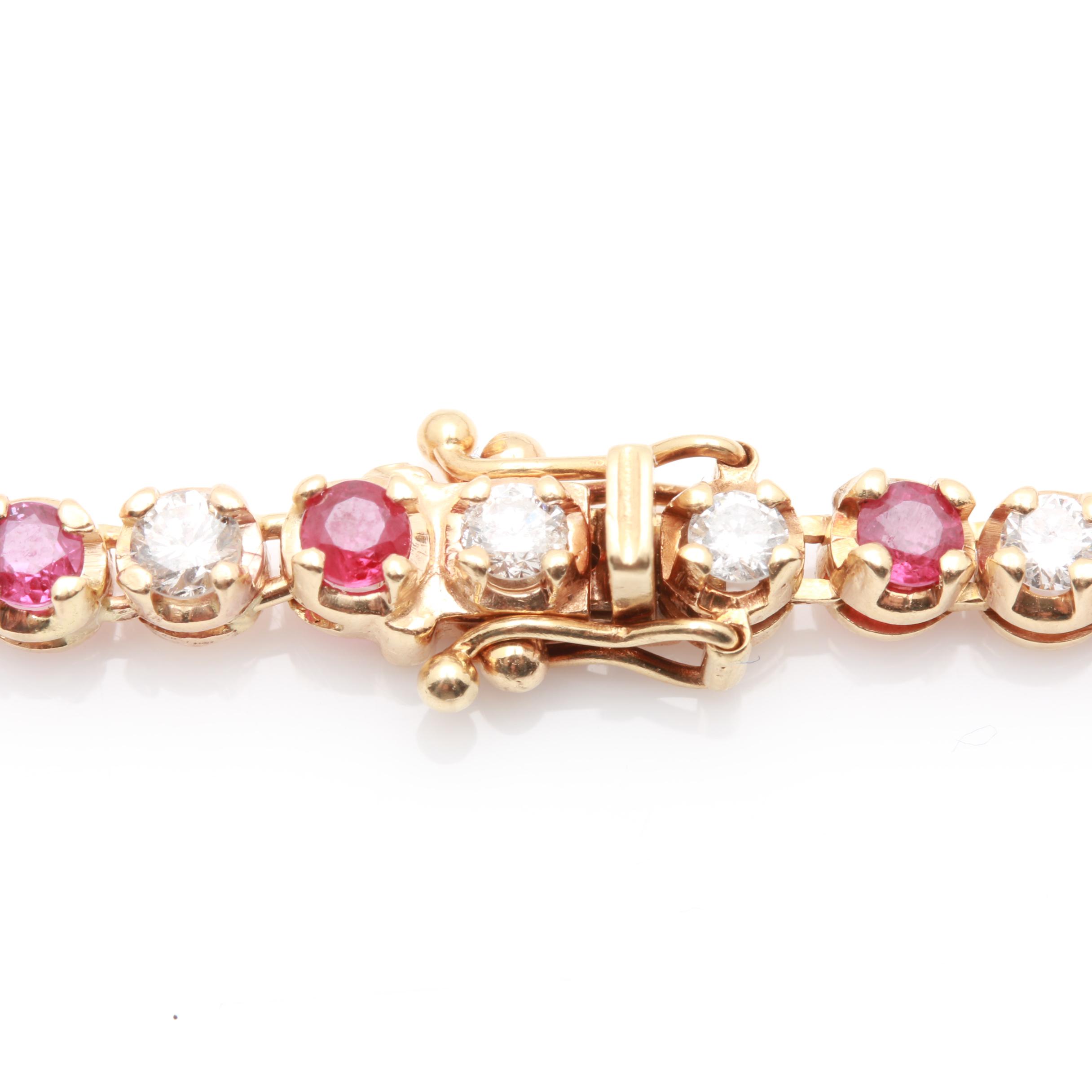 14K Yellow Gold 1.76 CTW Diamond and Ruby Tennis Bracelet